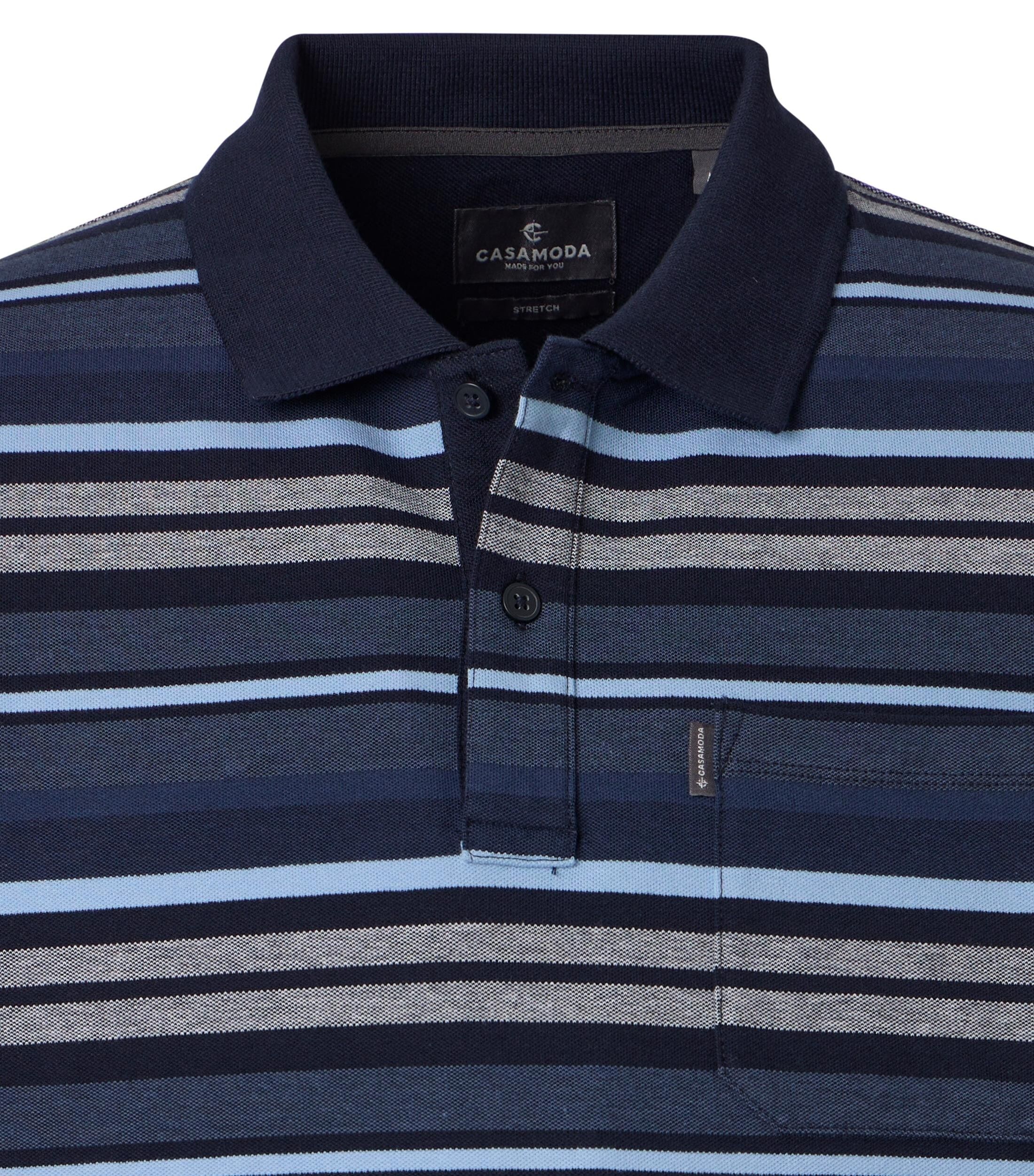 CASA MODA comfort fit heren polo, blauw dessin
