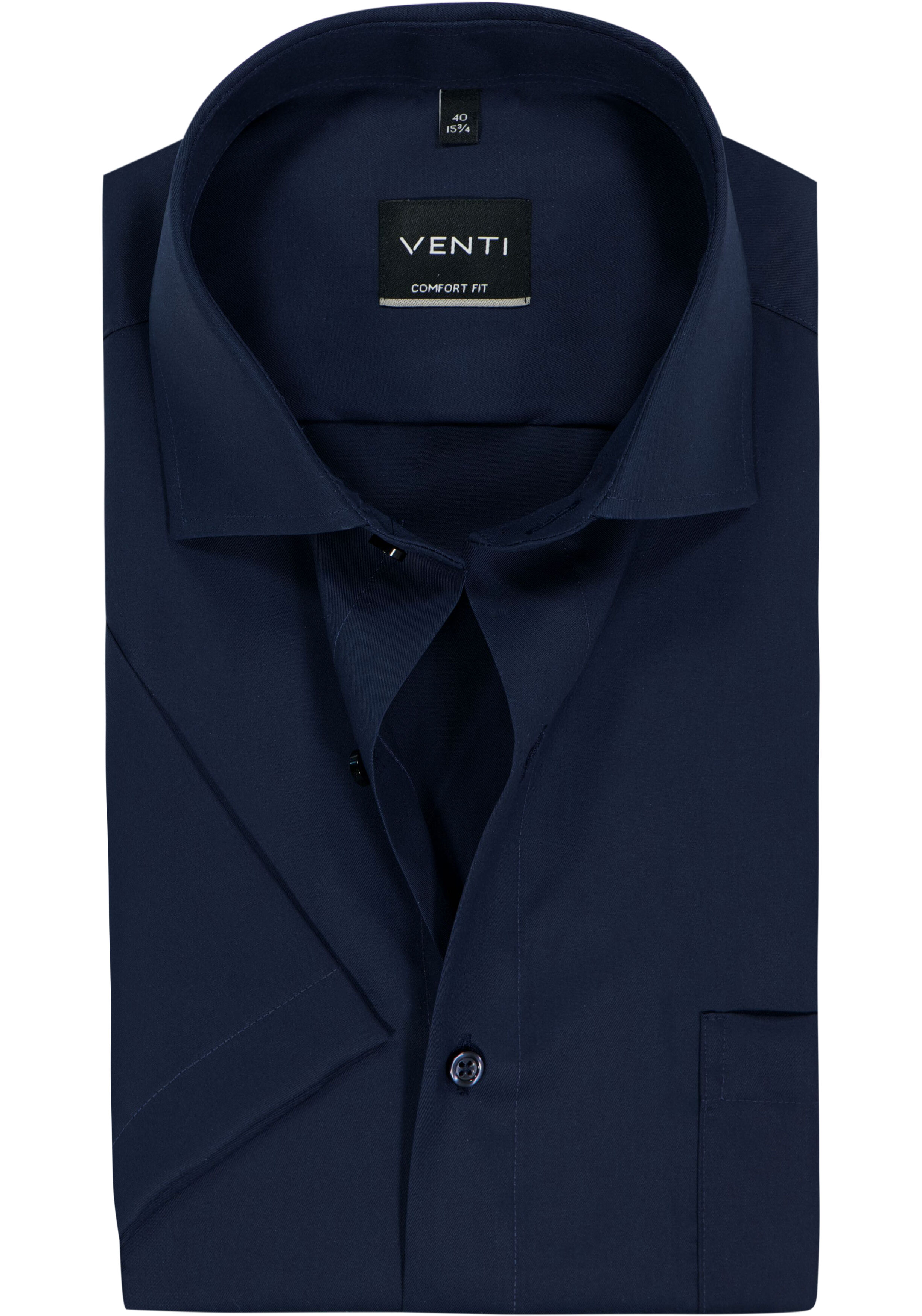 VENTI CASA MODA comfort fit overhemd, korte mouw, structuur, donkerblauw