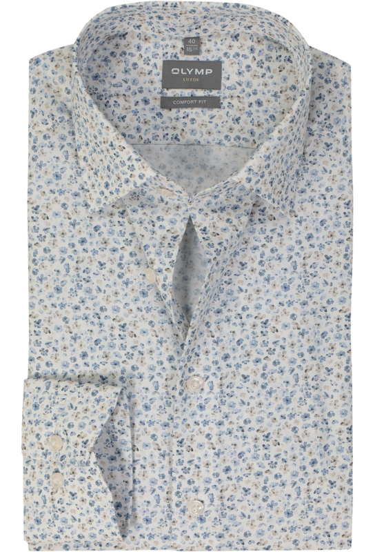 OLYMP comfort fit overhemd, popeline, wit bloemetjes dessin OLYMP comfort fit overhemd, popeline, wit bloemetjes dessin