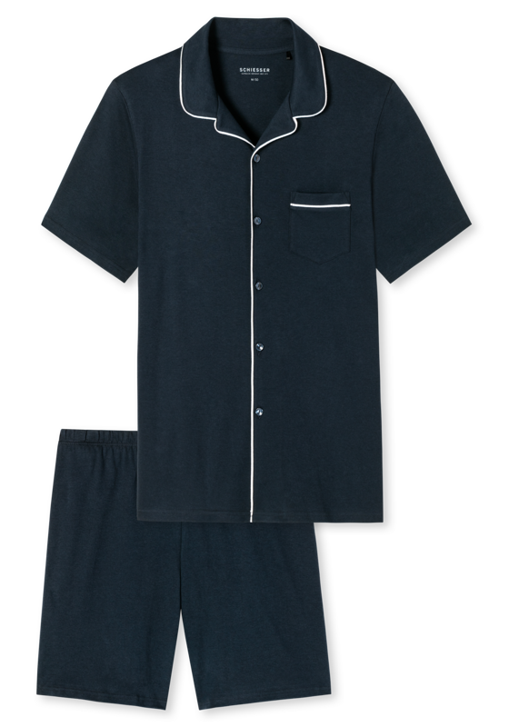 SCHIESSER Fine Interlock shortamaset, heren shortama interlock donkerblauw SCHIESSER Fine Interlock shortamaset, heren shortama interlock donkerblauw
