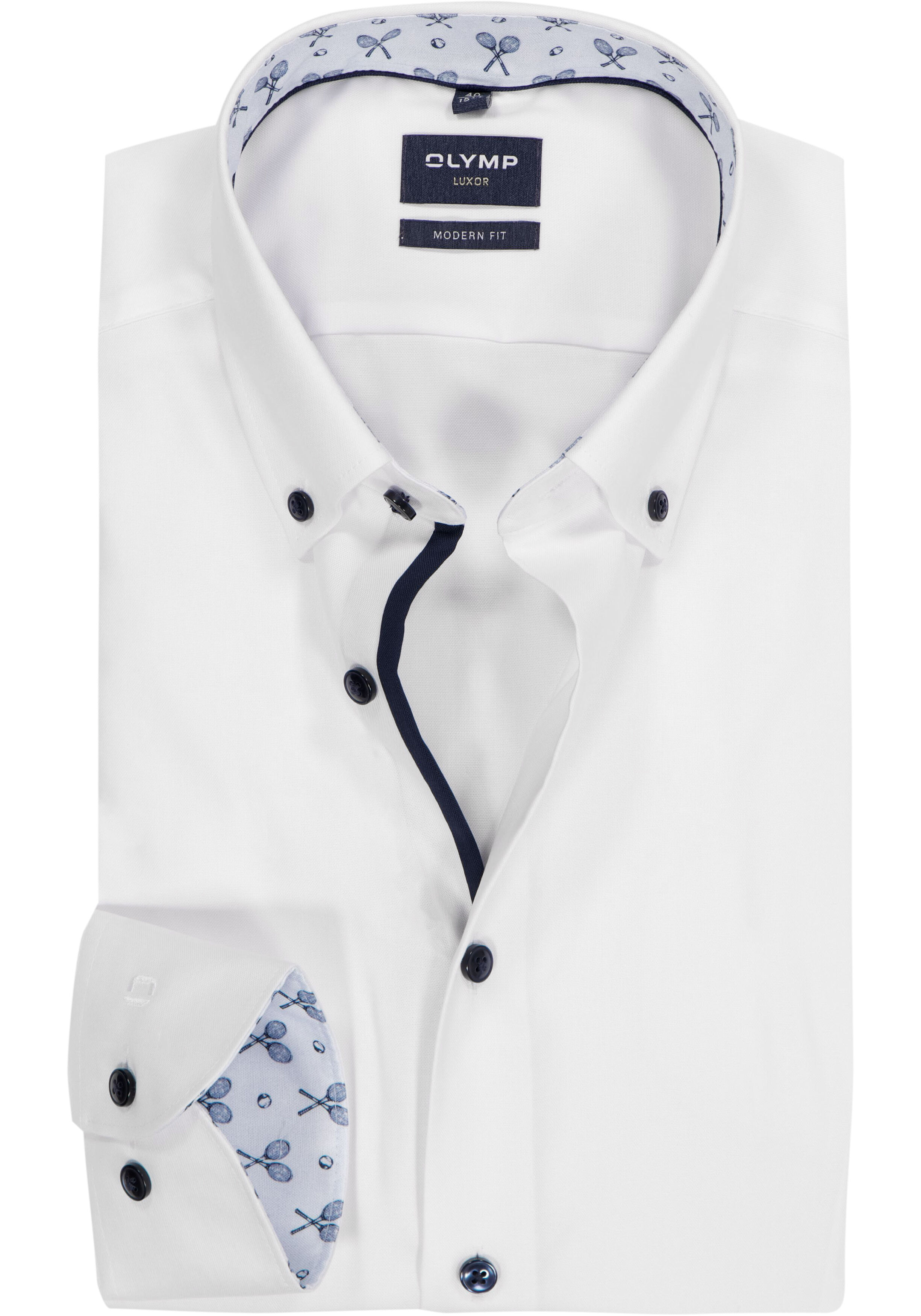 OLYMP Luxor modern fit overhemd, pinpoint, wit