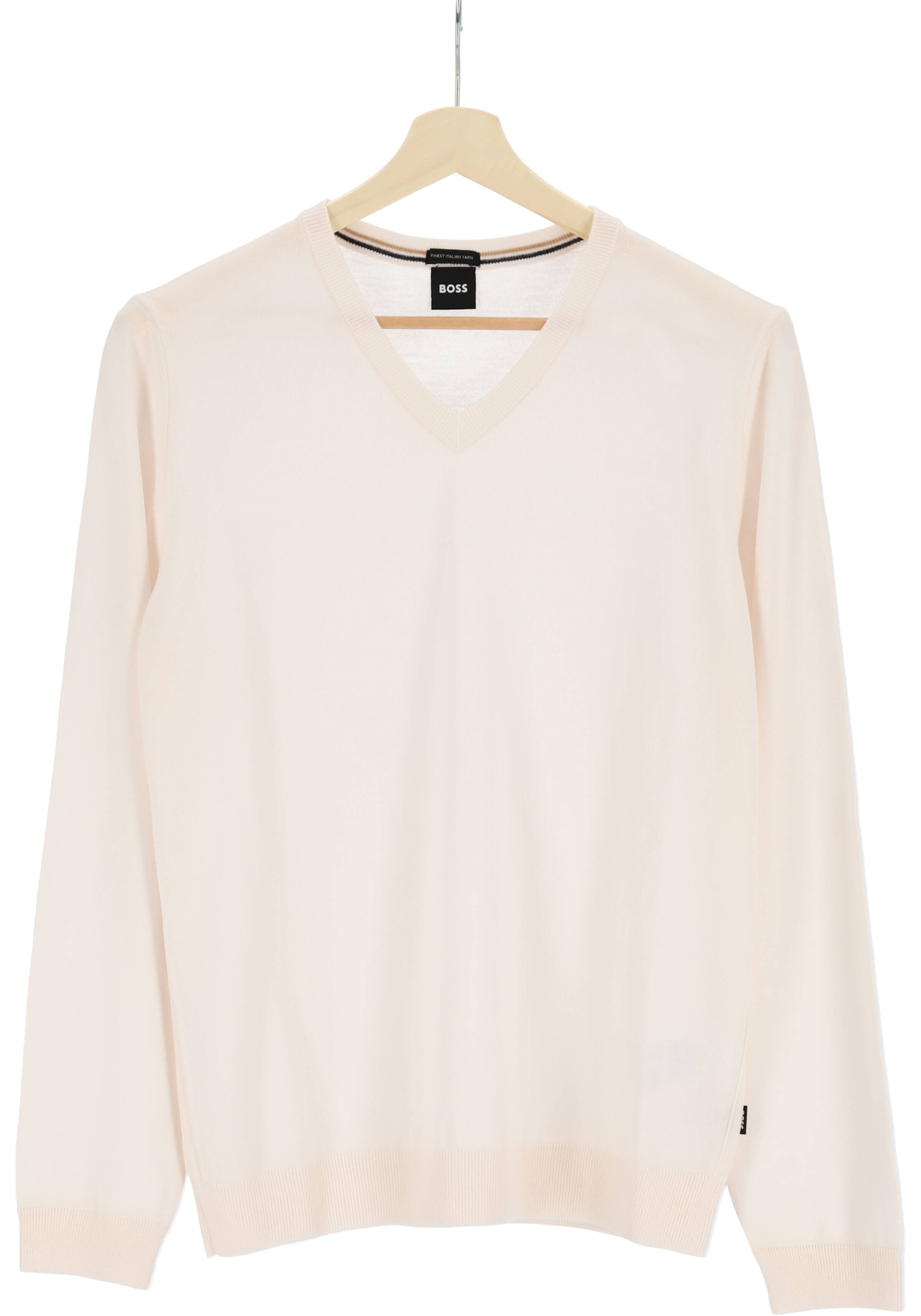 6-4063537034289-BOSS-BOSS_TR_wit_50468261131_hanger_HR BOSS Melba slim fit trui wol, heren pullover met V-hals, wit