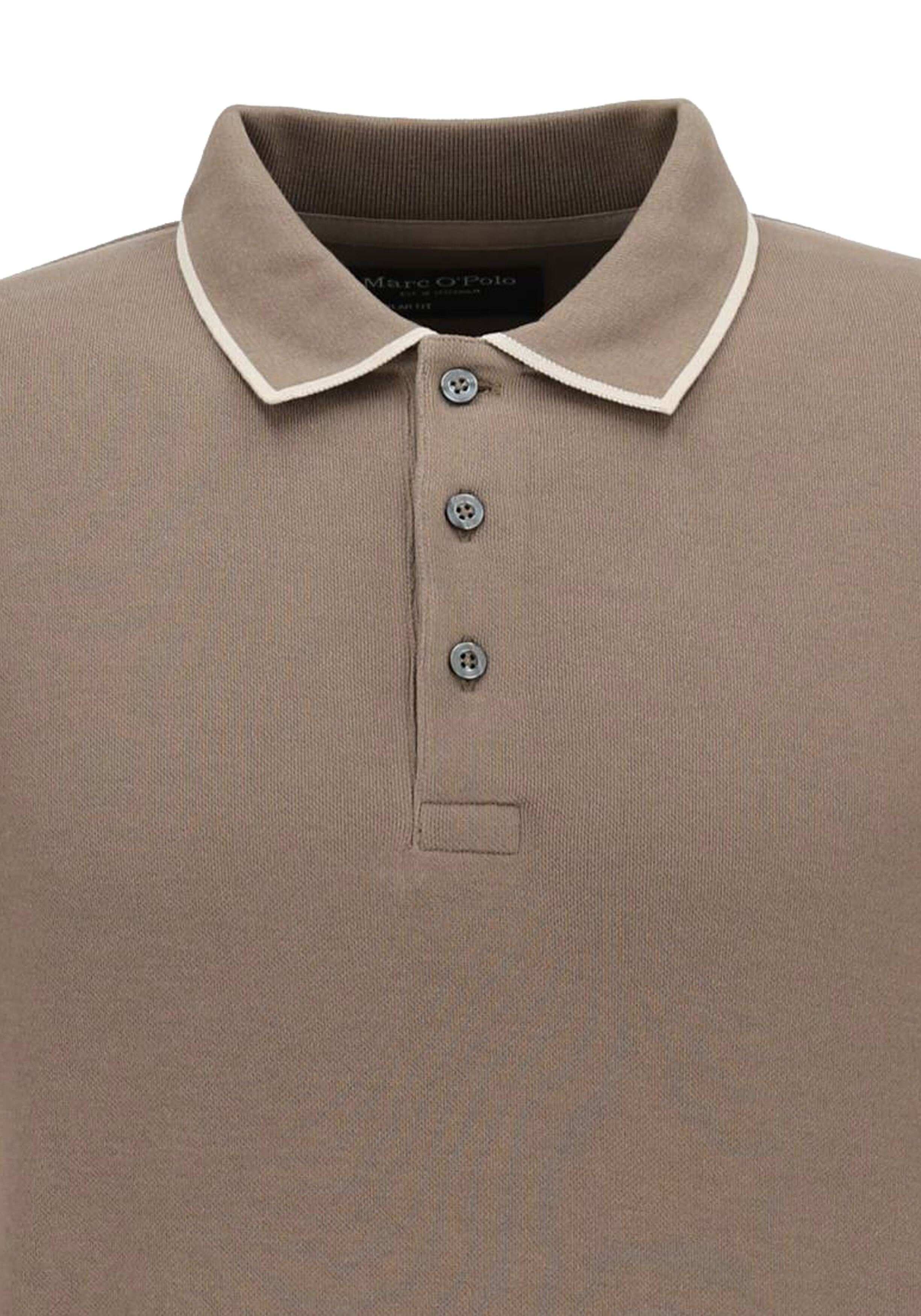 Marc O'Polo regular fit polo, heren poloshirt lange mouw, kaki