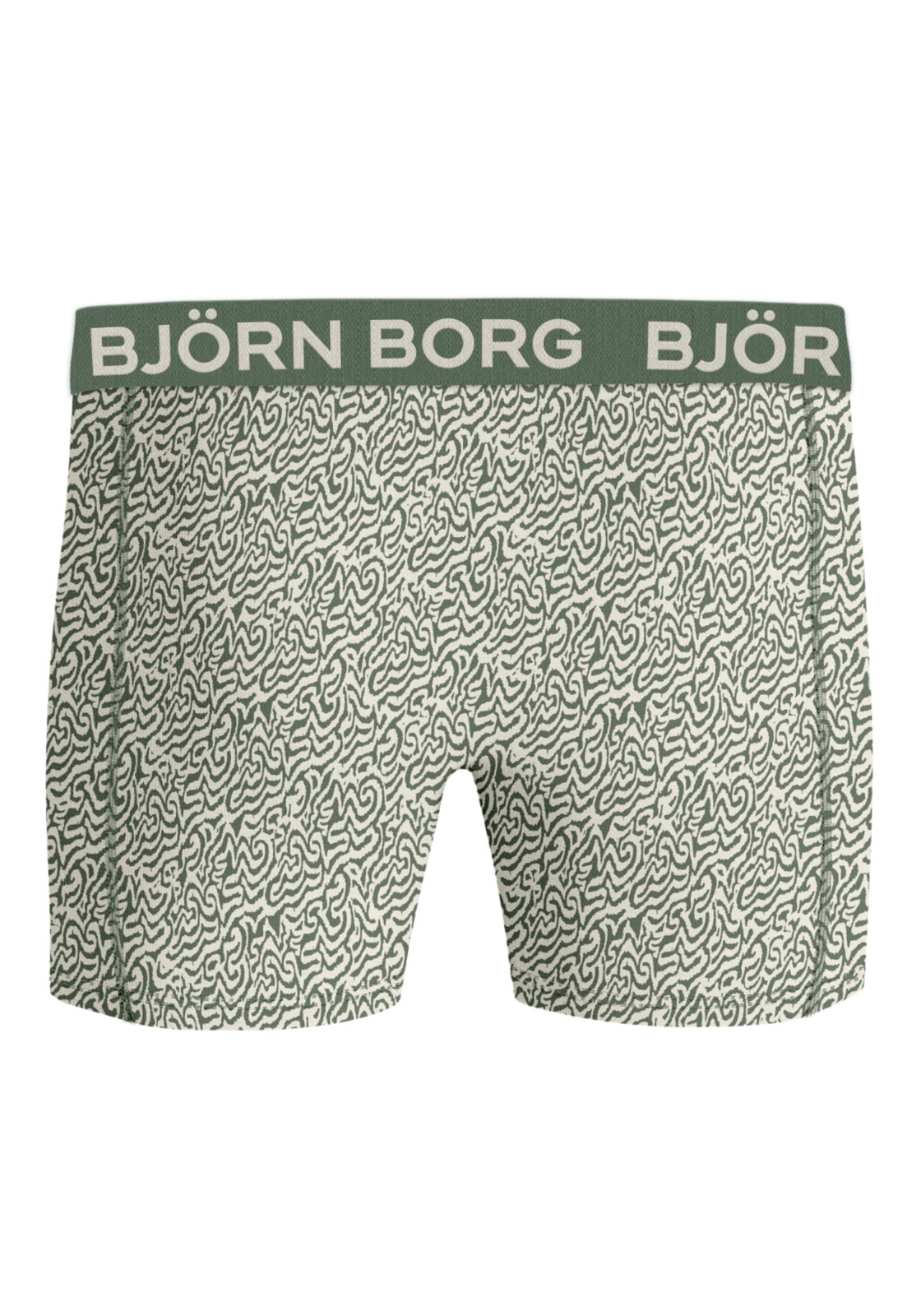 image_3_10002885_P0518_2 Bjorn Borg Cotton Stretch boxers, heren boxers normale lengte (1-pack), groen met wit dessin