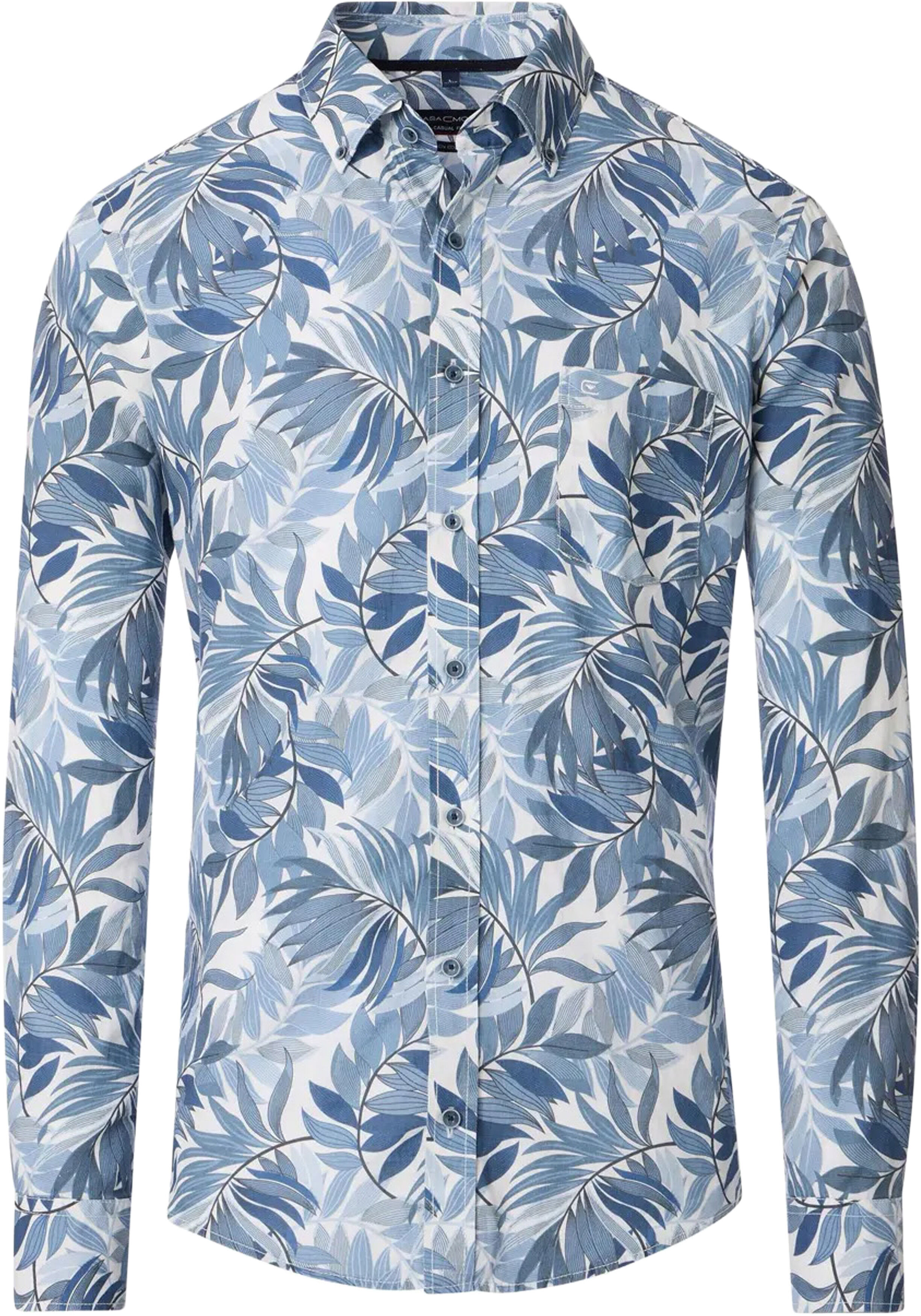 CASA MODA Sport casual fit overhemd, popeline, blauw, wit dessin