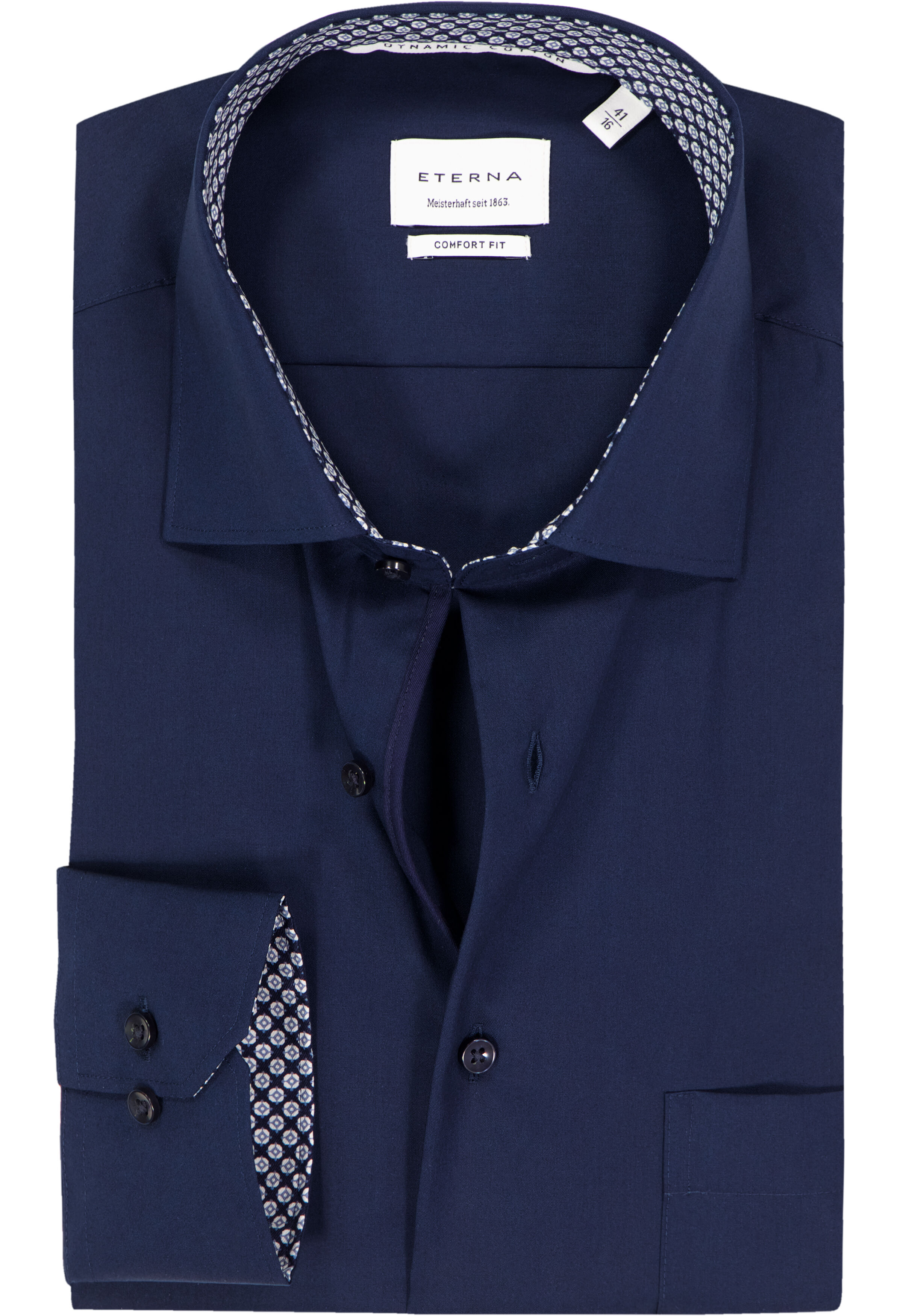 ETERNA comfort fit overhemd, popeline, donkerblauw