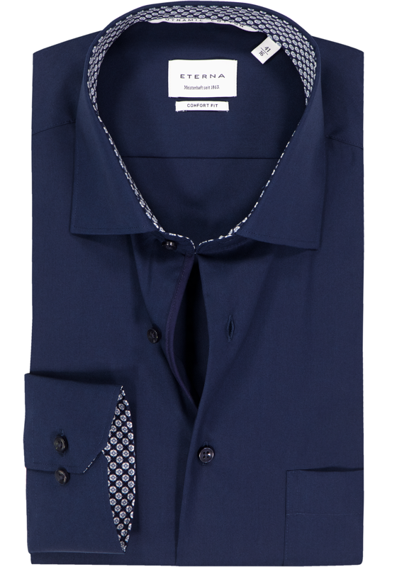 ETERNA comfort fit overhemd, popeline, donkerblauw ETERNA comfort fit overhemd, popeline, donkerblauw