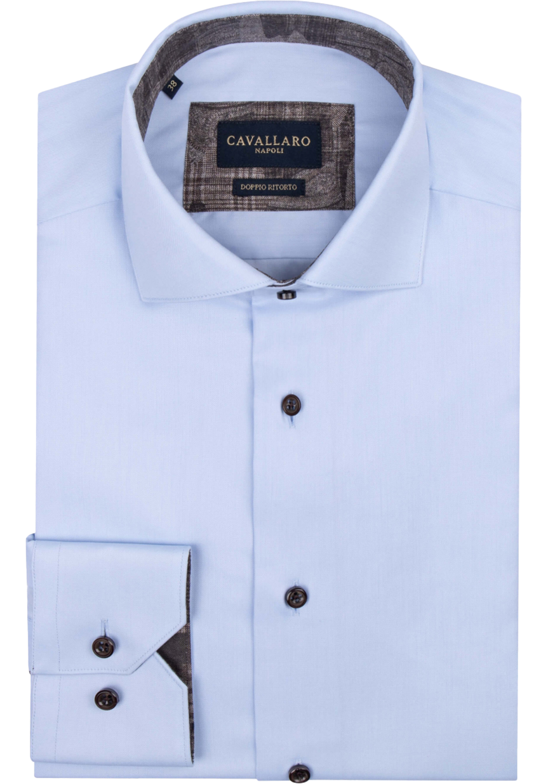 1-8719939958987_Cavallaro-overhemd_110235024-600000_HR Cavallaro Napoli Galterino slim fit overhemd, twill, lichtblauw