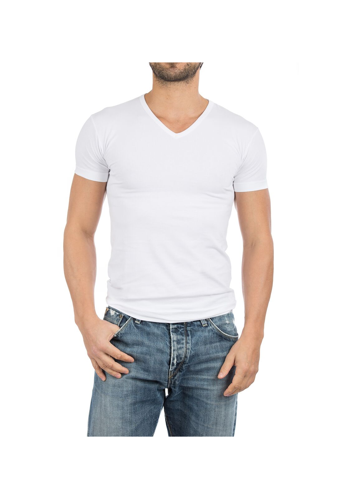 66812_Alan_Red_stretch_T-shirts_Oklahoma_2 ALAN RED T-shirts Oklahoma (2-pack), V-hals stretch, wit