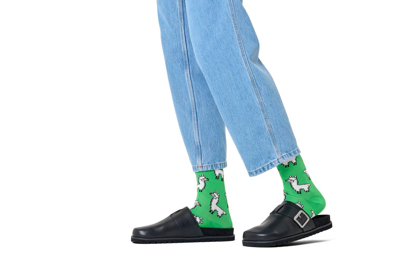 Happy Socks Llama Sock, unisex sokken, groen
