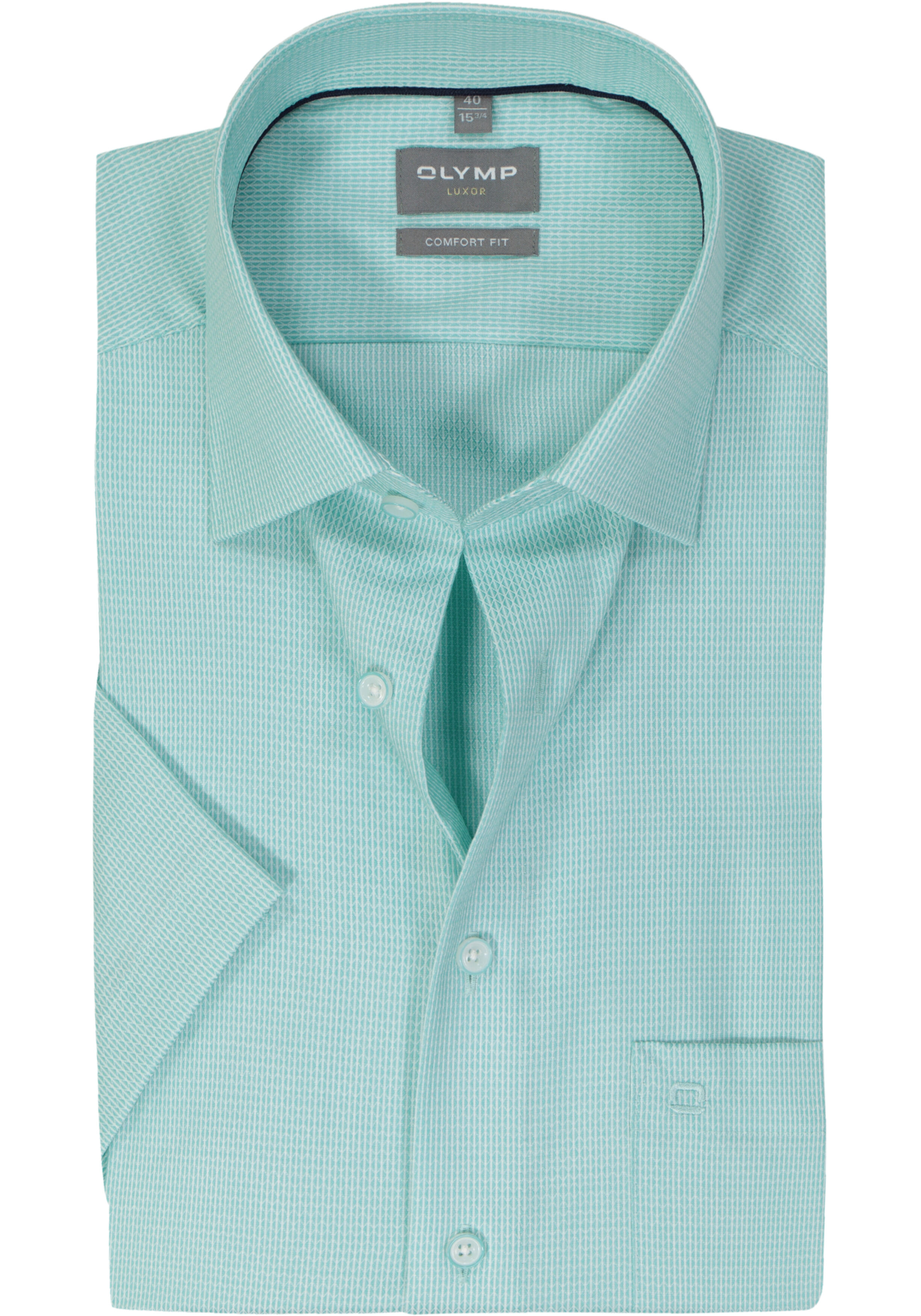 OLYMP comfort fit overhemd, korte mouw, structuur, mint groen