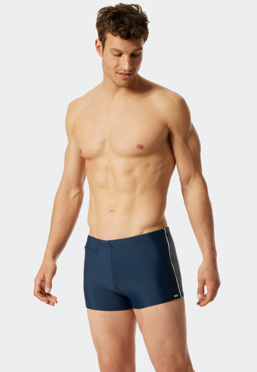 SCHIESSER Nautical Casual heren badkleding, retro zwemshort met ritszak tricot gerecycled, donkerblauw