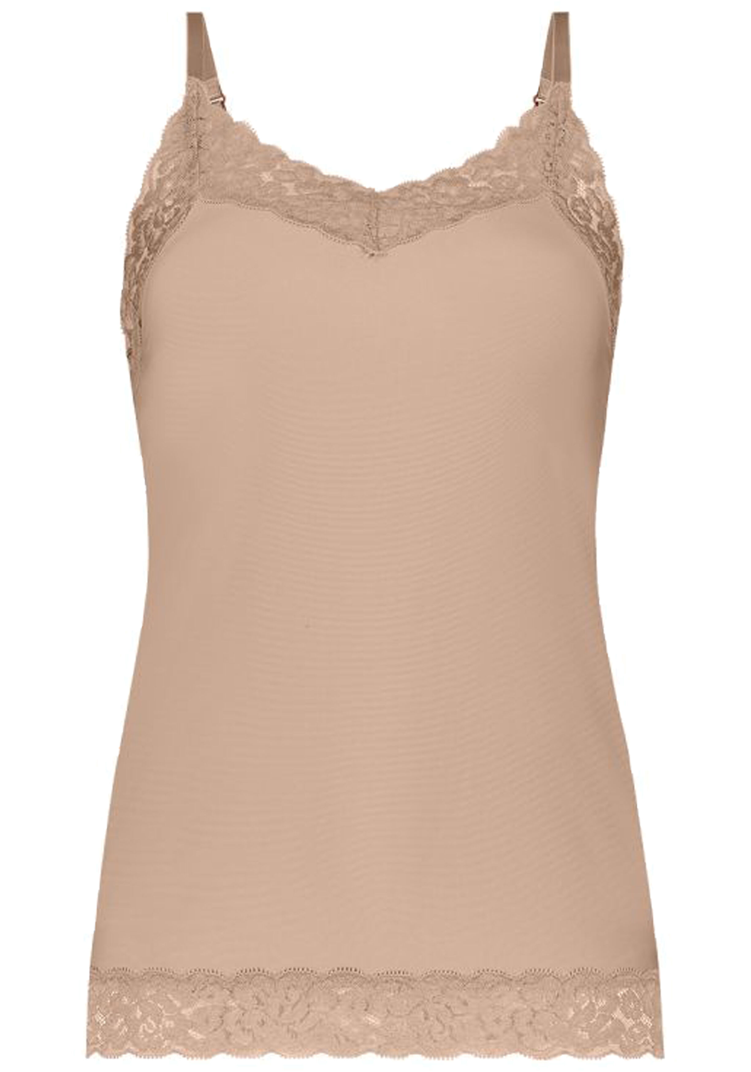 TEN CATE Secrets Lace women spaghetti top met kant (1-pack), dames singlet, walnoot bruin