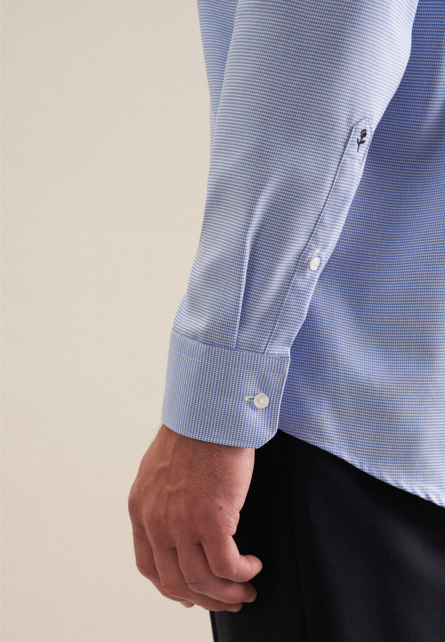 Seidensticker x-slim fit overhemd, structuur, blauw