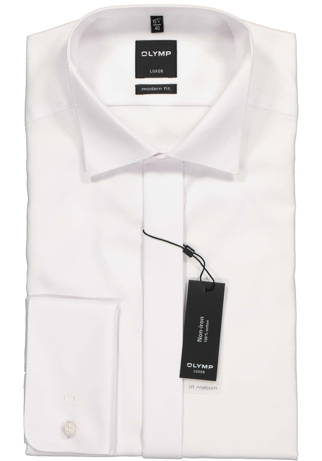 2-4060553541357_olymp-overhemd_HR OLYMP Luxor modern fit overhemd, smoking overhemd, wit, structuur stof met een wing kraag