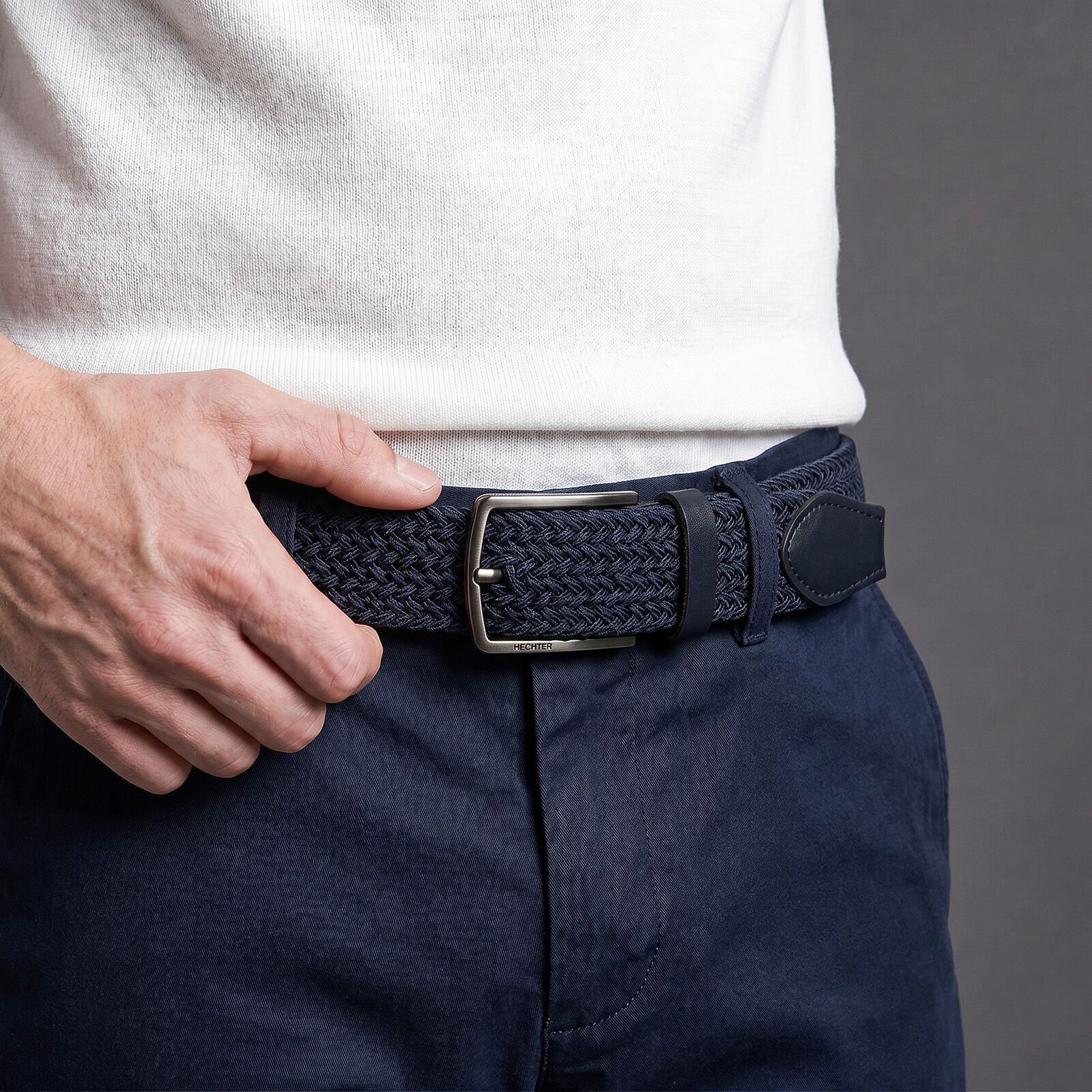 HECHTER elastische heren riem, marine