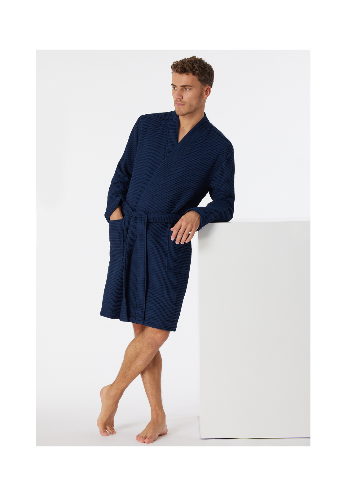 image_8_178401-803_4_1280x1280 SCHIESSER Essentials badjas, heren badjas wafelpique donkerblauw