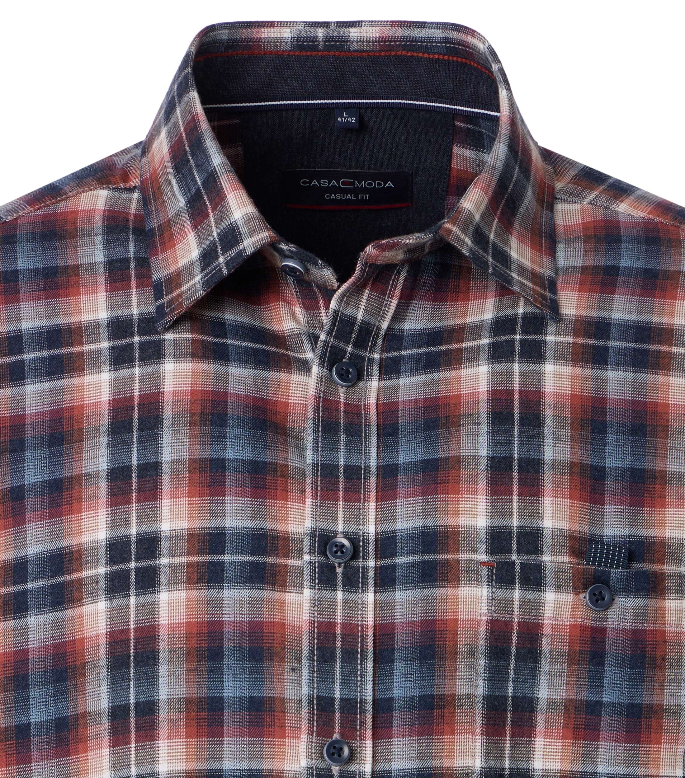 CASA MODA Sport casual fit overhemd, flanel, groen, donkerblauw, beige en wit geruit