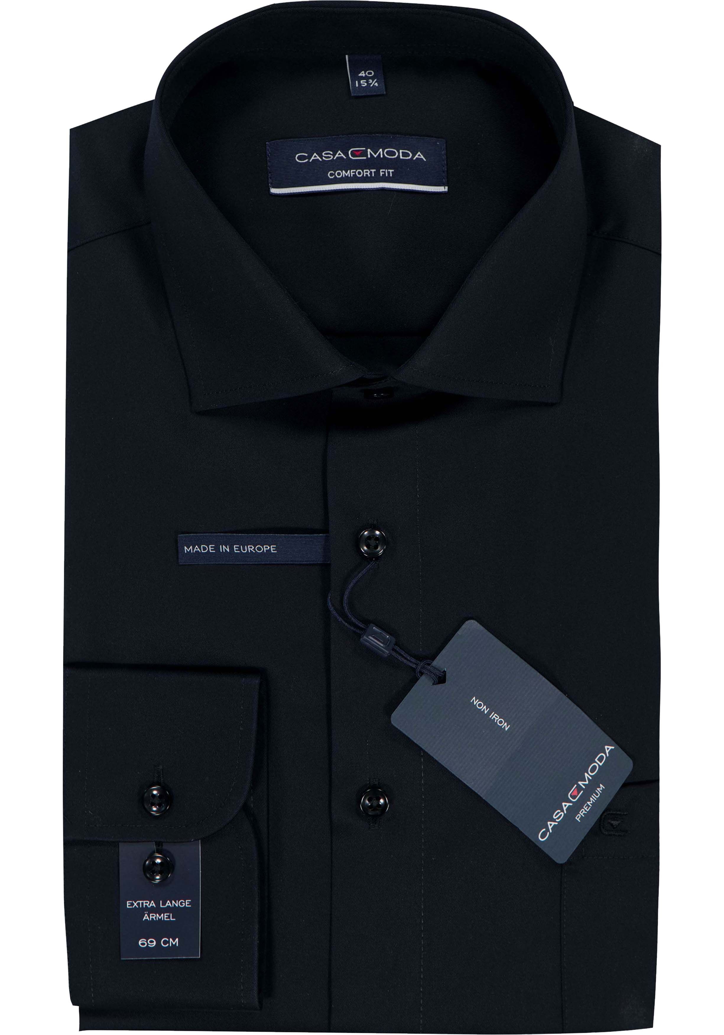 CASA MODA comfort fit overhemd, mouwlengte 7, twill, zwart