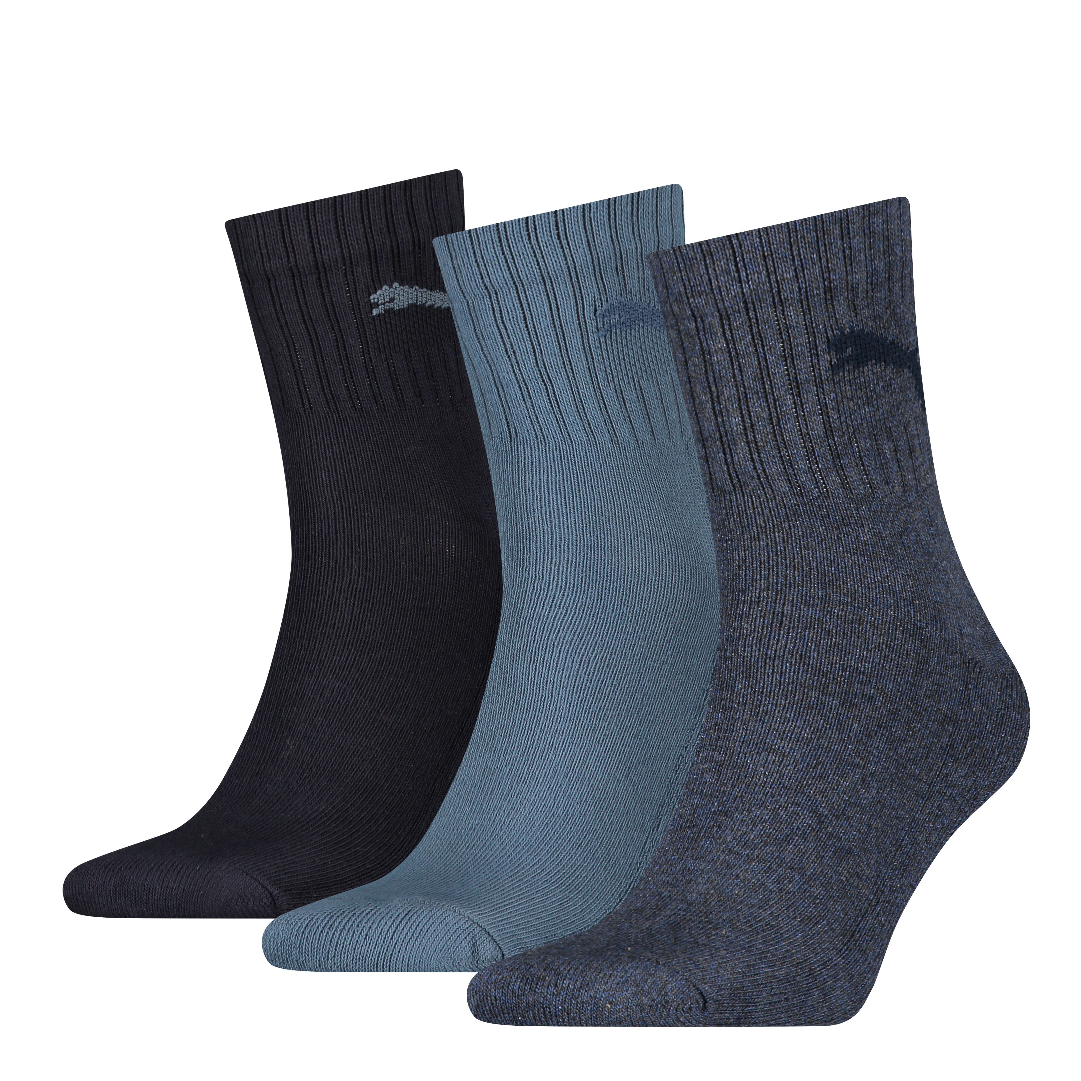 Puma Unisex Short Crew (3-pack), unisex hoge enkelsokken, blauw