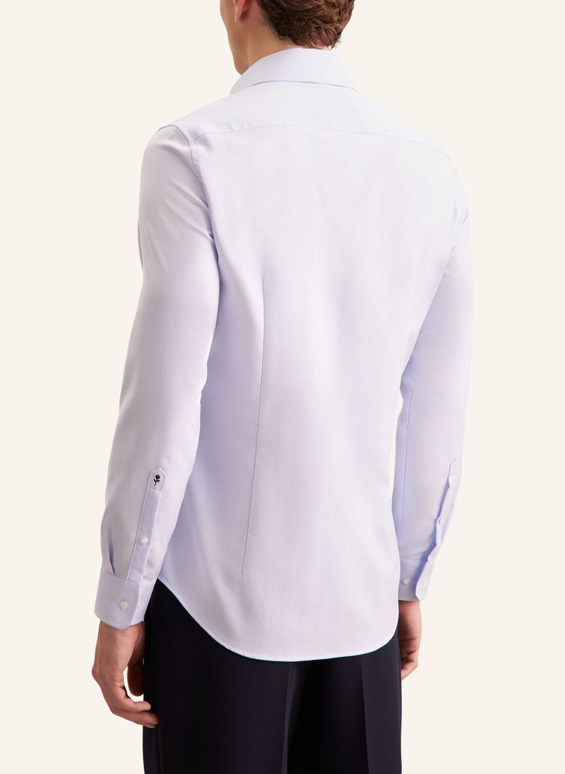 Seidensticker shaped fit overhemd, herringbone, blauw