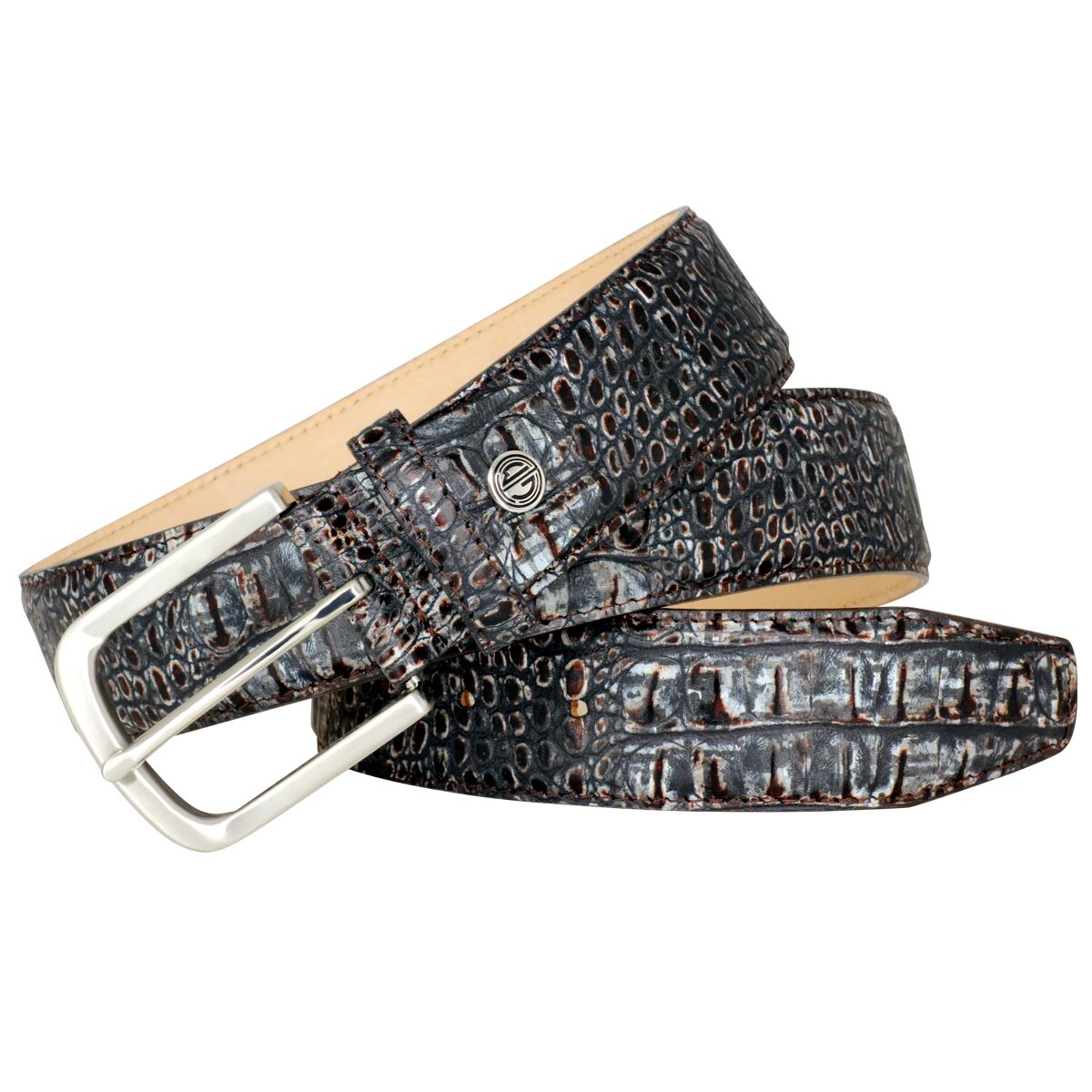 LINDENMANN leren heren riem, grijs