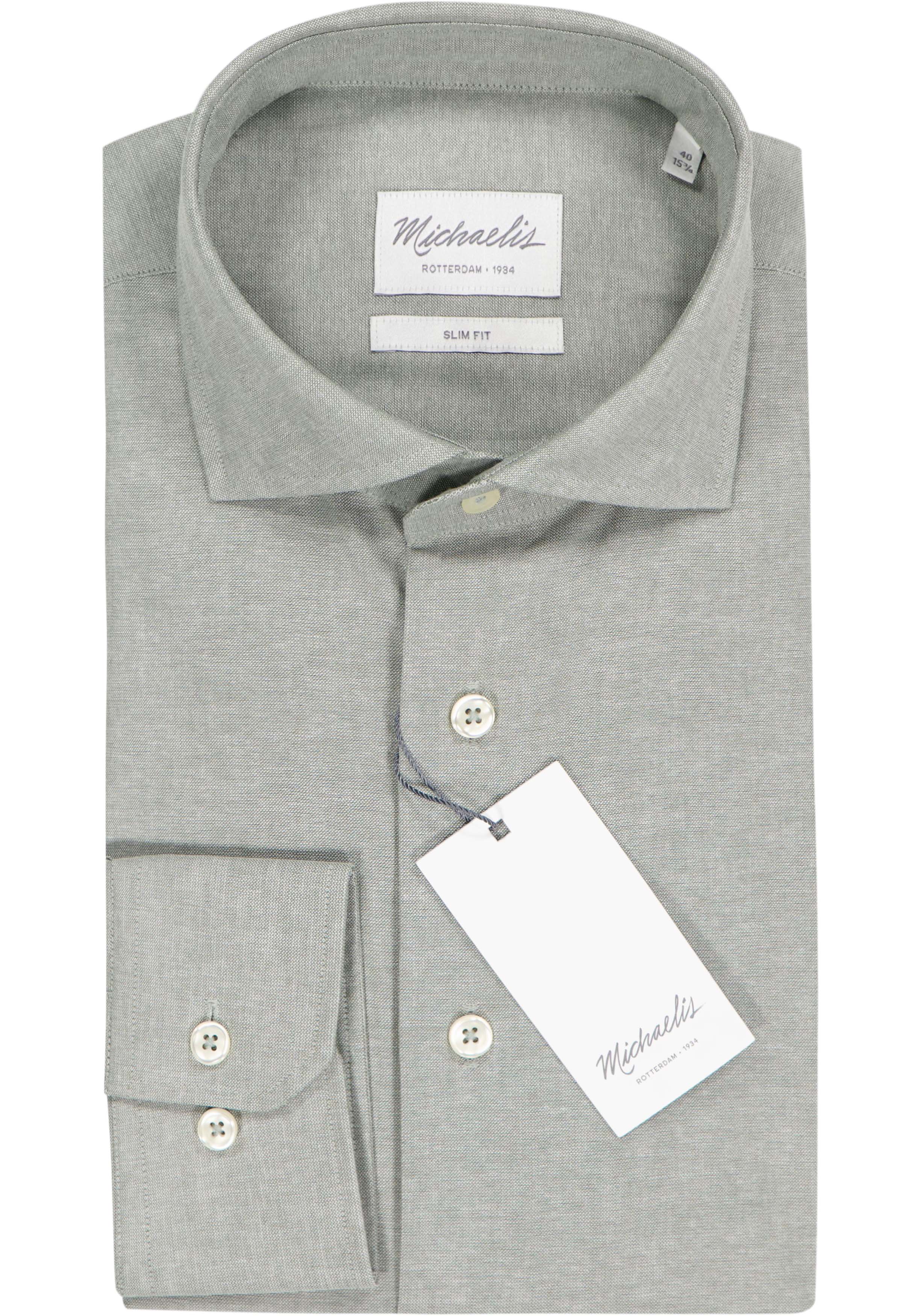 Michaelis slim fit heren overhemd, structuur, groen