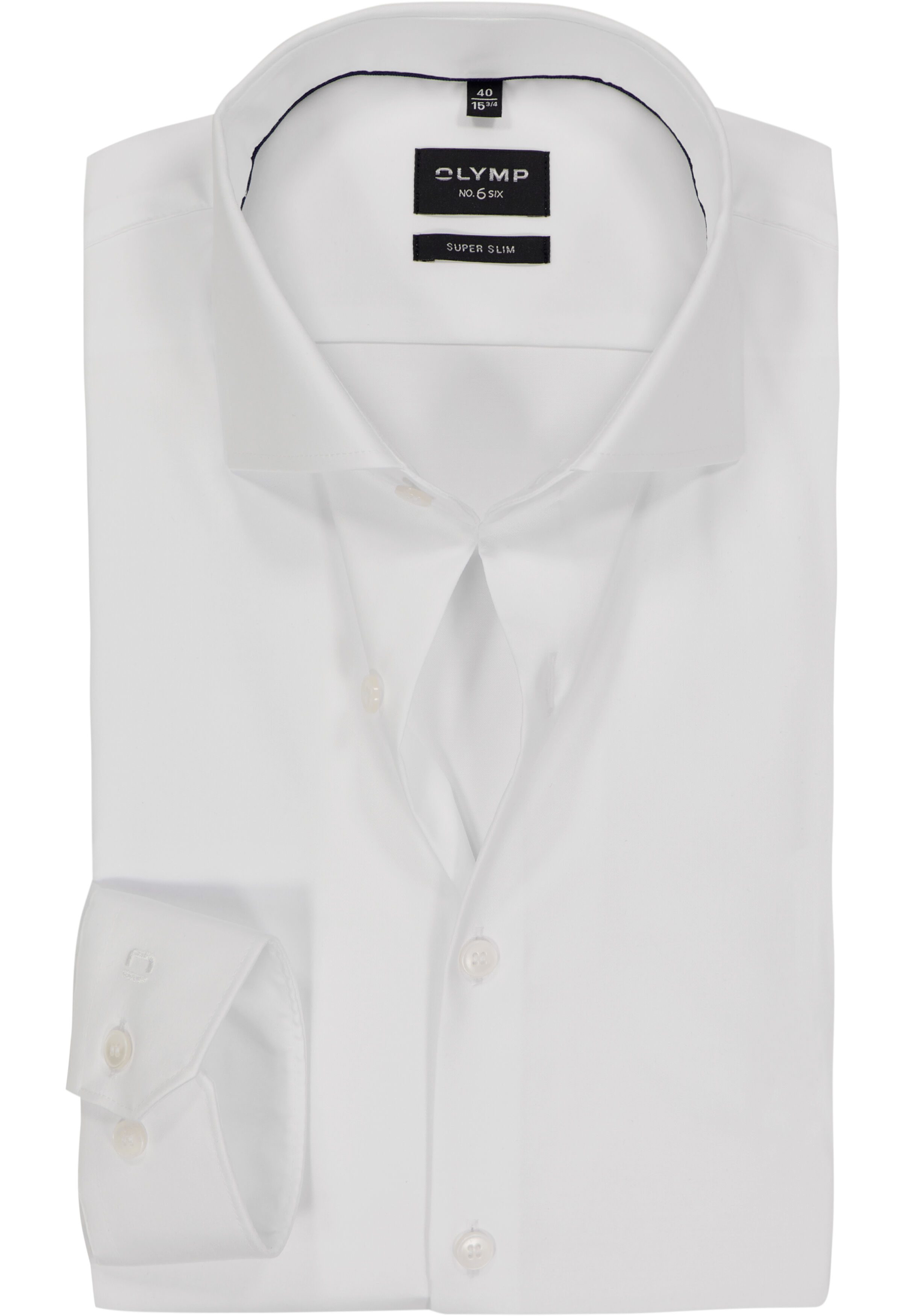 OLYMP No. 6 Six super slim fit overhemd, satijnbinding, wit