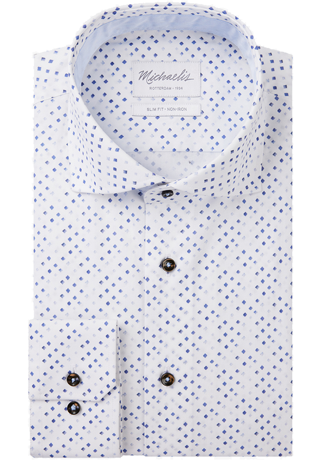 PMVH10005A Michaelis slim fit heren overhemd, popeline, lichtblauw dessin