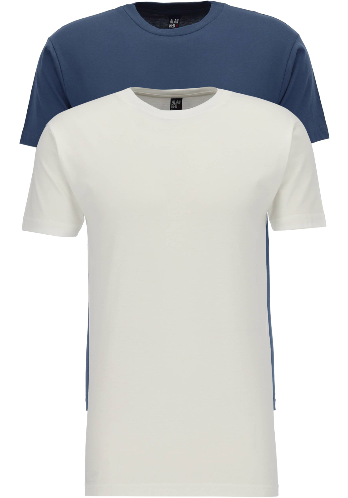 ALAN RED T-shirts Virginia (2-pack), O-hals, wit en denim blauw ALAN RED T-shirts Virginia (2-pack), O-hals, wit en denim blauw