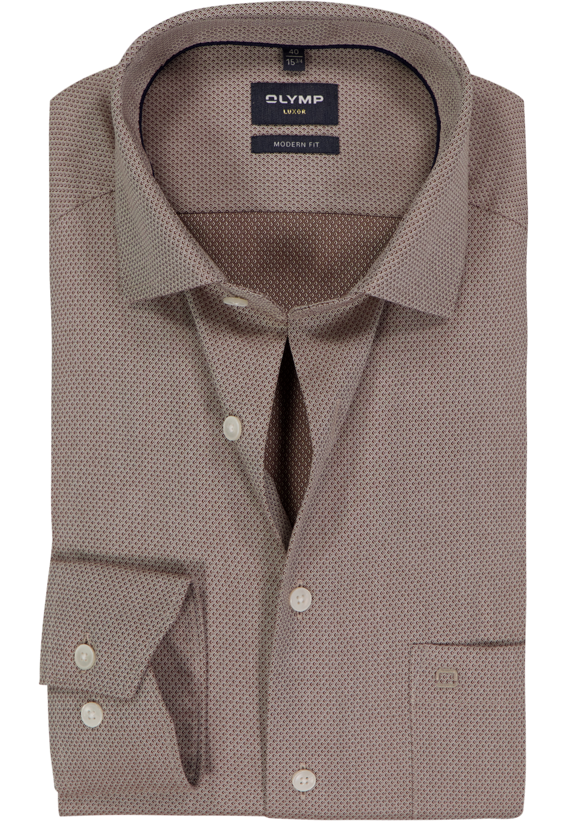 OLYMP Luxor modern fit overhemd, structuur, noga bruin OLYMP Luxor modern fit overhemd, structuur, noga bruin