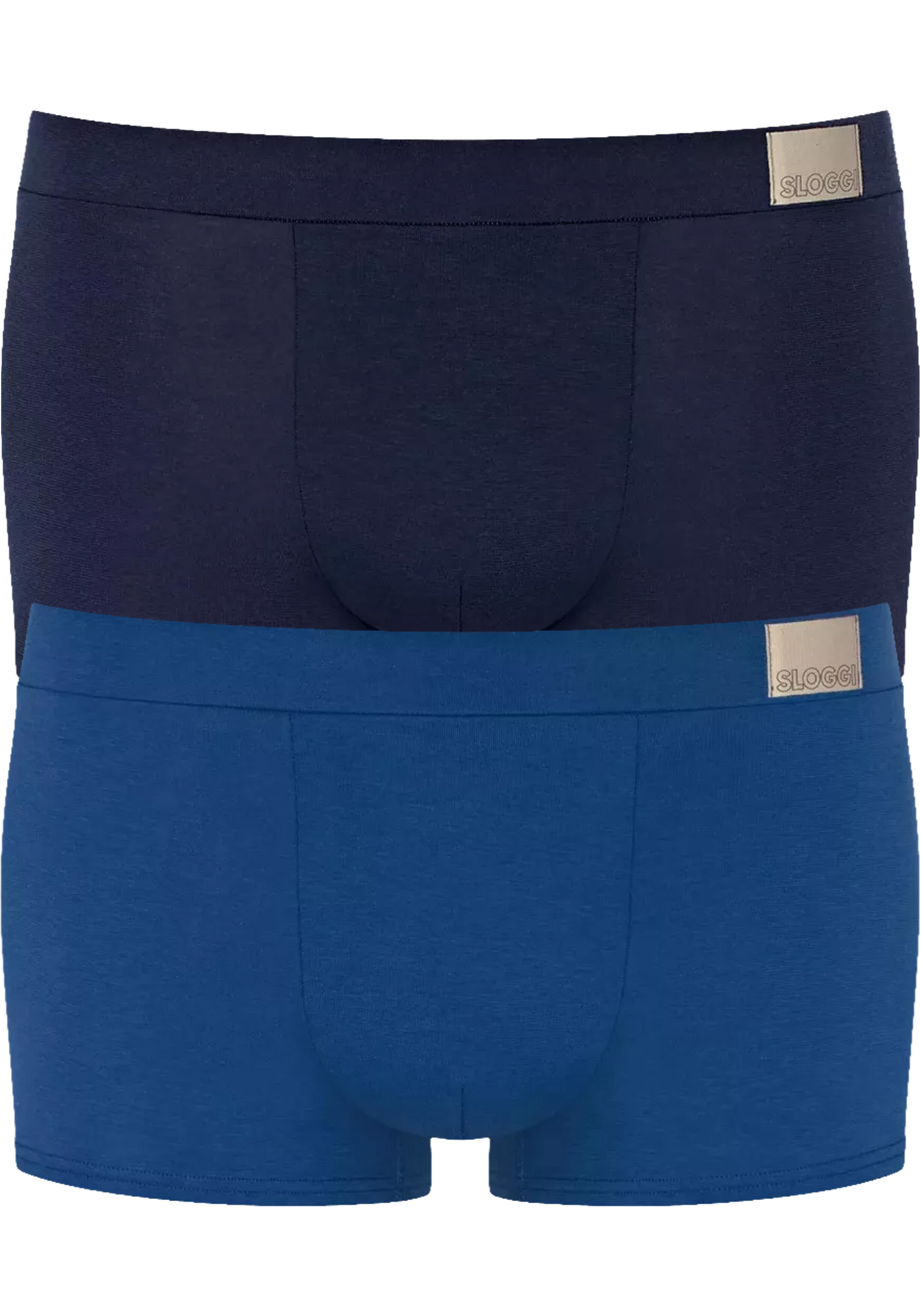 Sloggi Men GO Natural Hipster, heren boxershort korte pijp (2-pack), kobalt- en donkerblauw