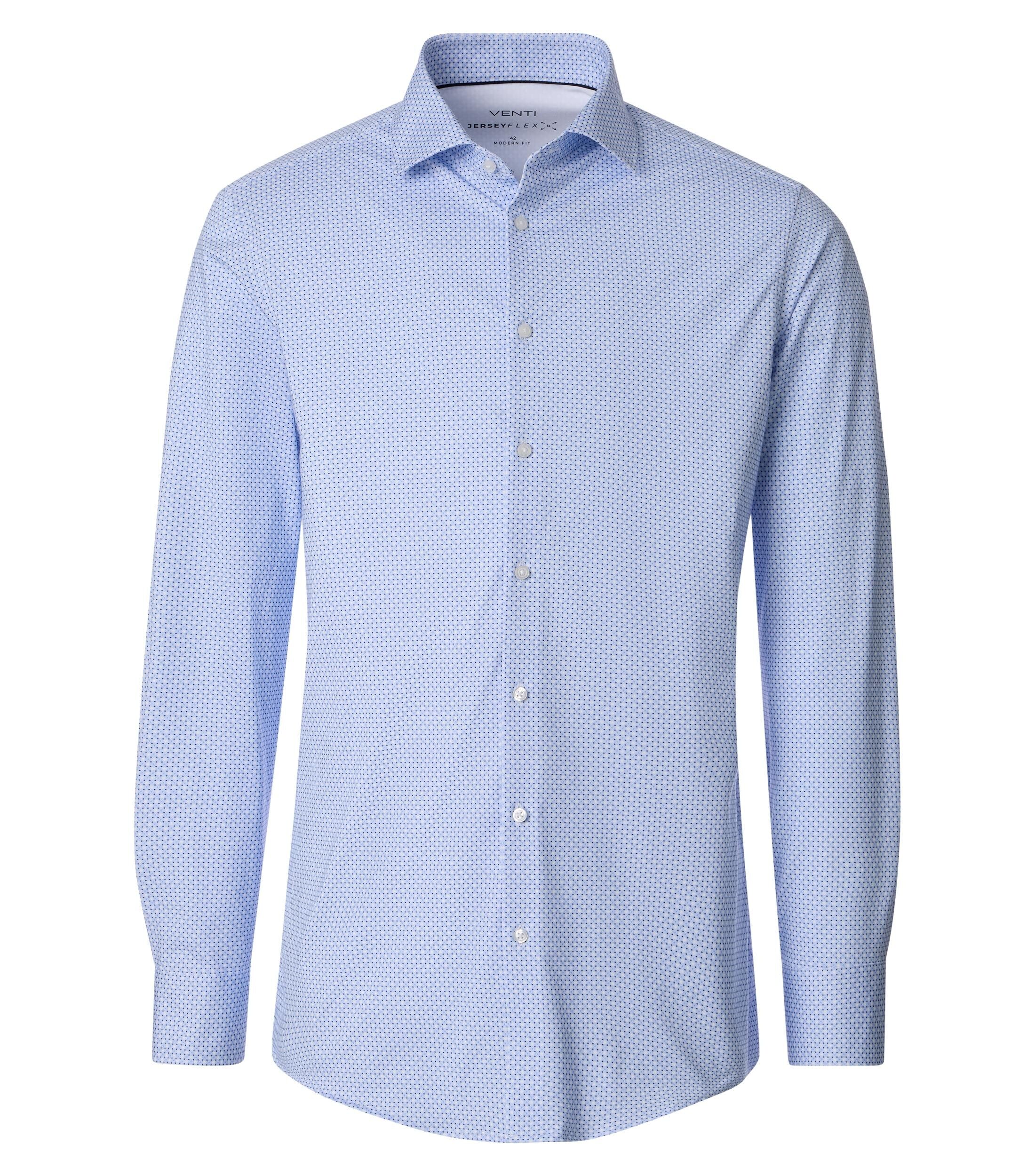 CASA MODA modern fit overhemd, jersey, wit met licht- en donkerblauw dessin