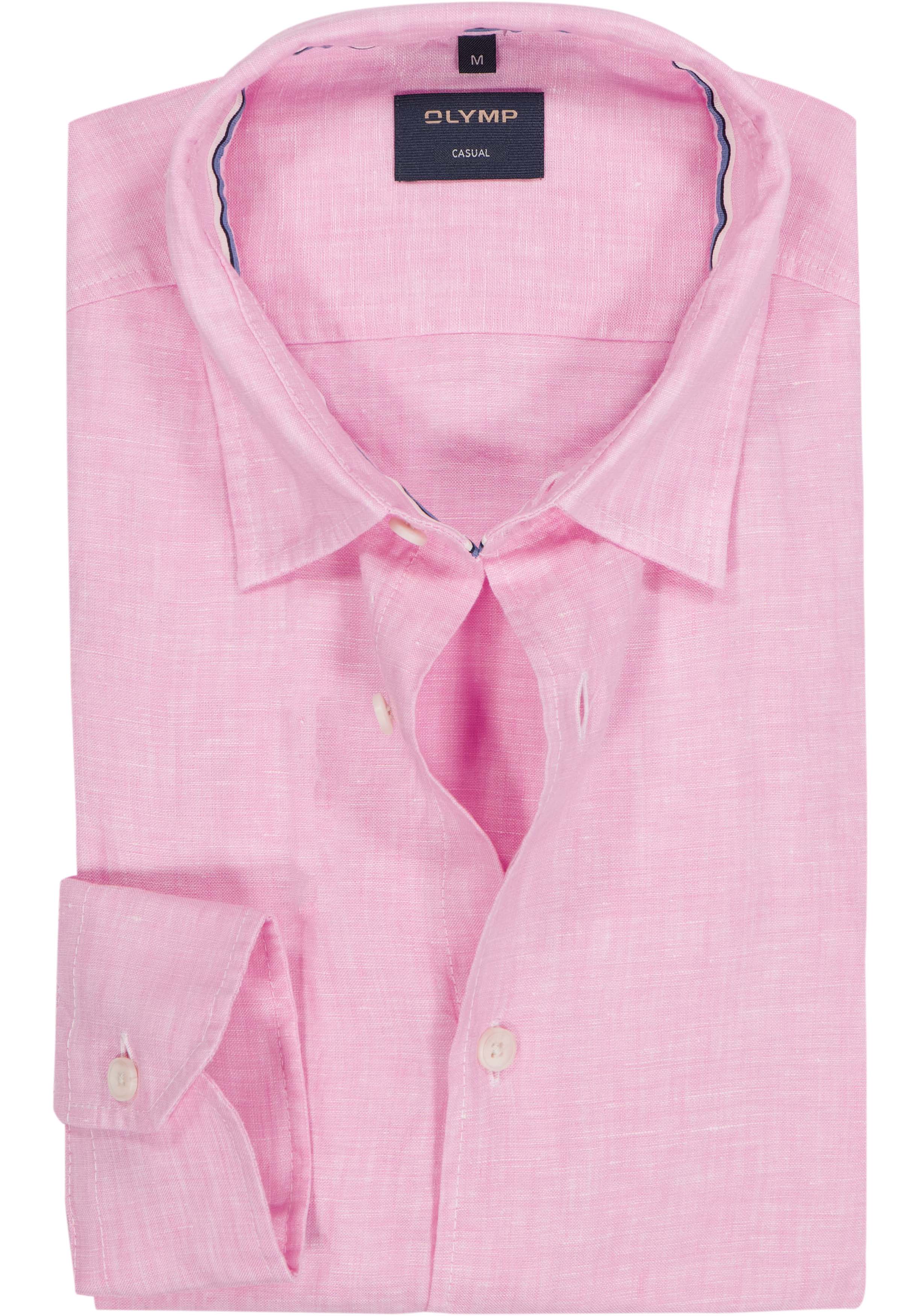 OLYMP Casual regular fit overhemd, structuur, oud roze
