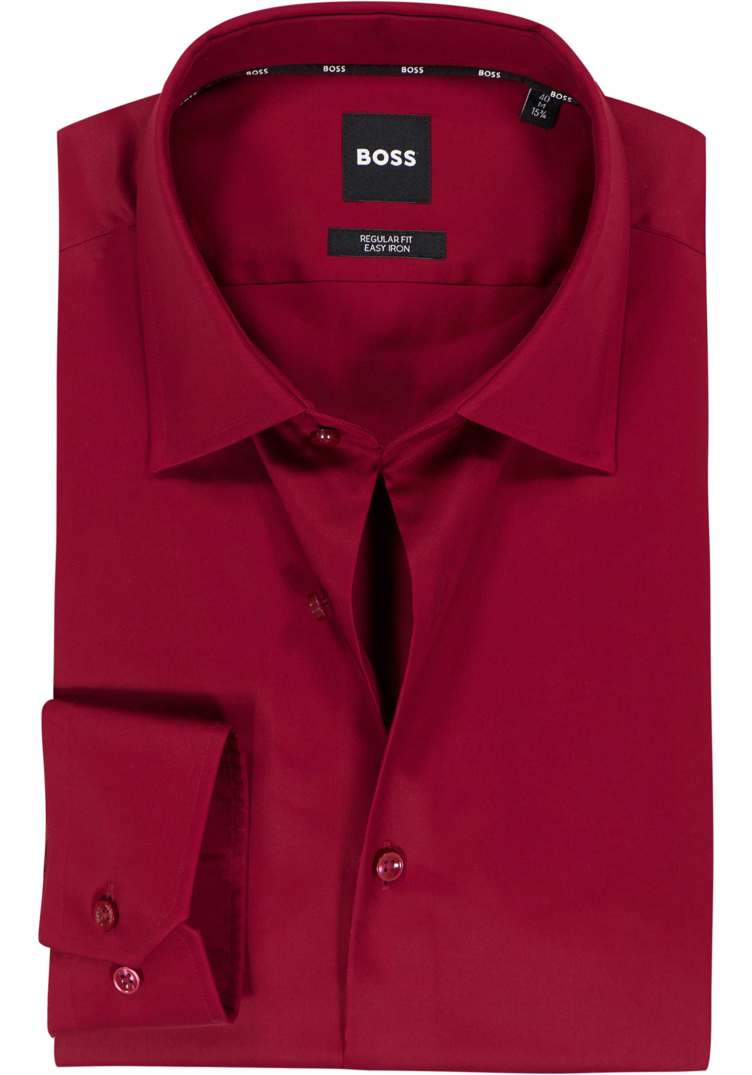 BOSS Joe regular fit overhemd, popeline, donkerrood