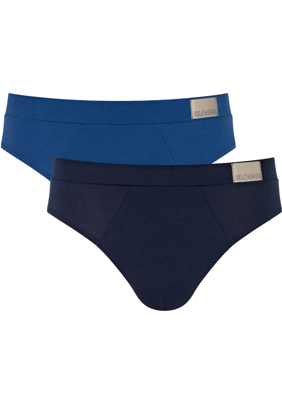 Sloggi Men GO Natural Brief, heren slip met smalle zijkanten (2-pack), kobalt- en donkerblauw Sloggi Men GO Natural Brief, heren slip met smalle zijkanten (2-pack), kobalt- en donkerblauw
