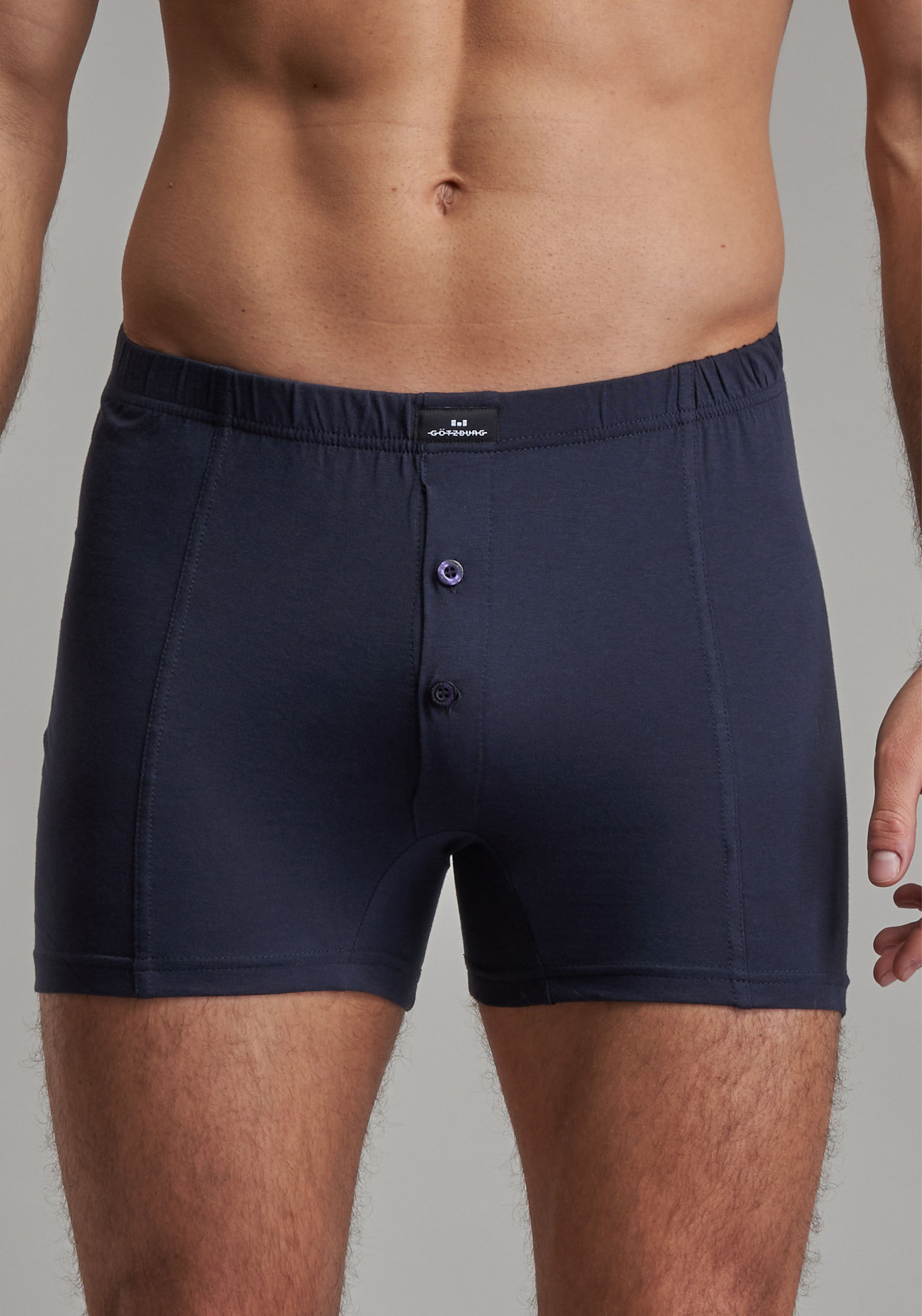 Gotzburg heren boxershorts wijd model met gulp (2-pack), donkerblauw