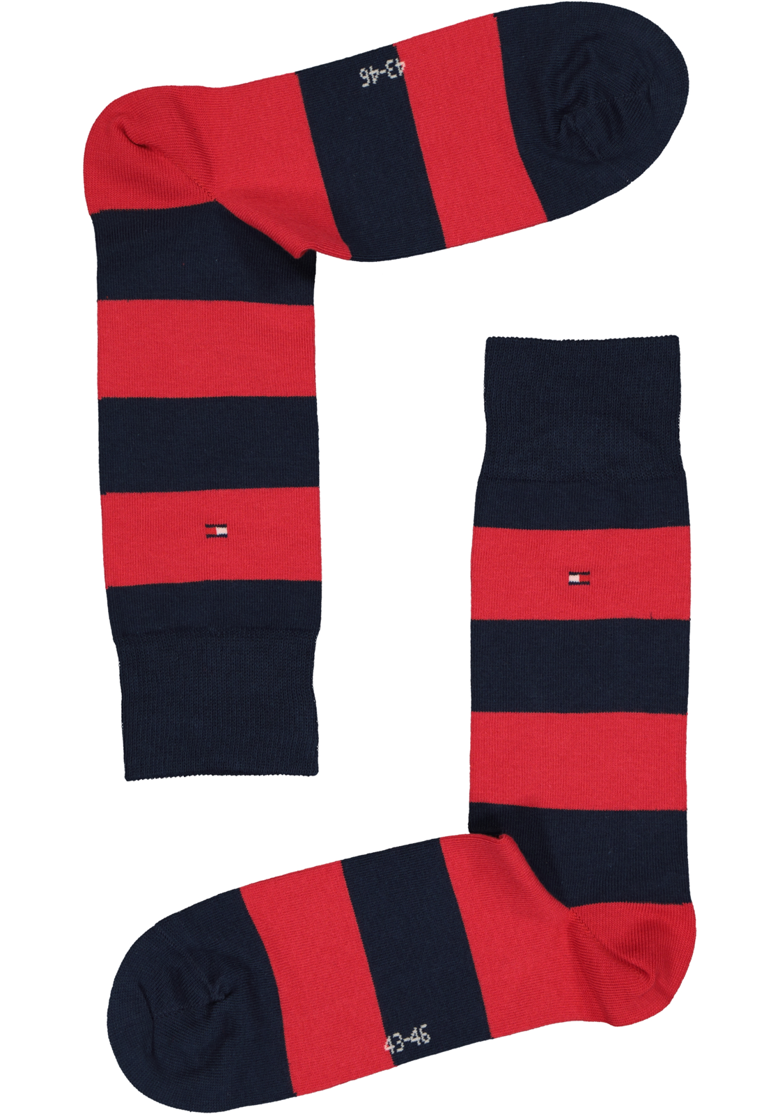 3-8718824262987_sok_HR Tommy Hilfiger Rugby Stripe Socks (2-pack), herensokken katoen gestreept en uni, blauw met rood