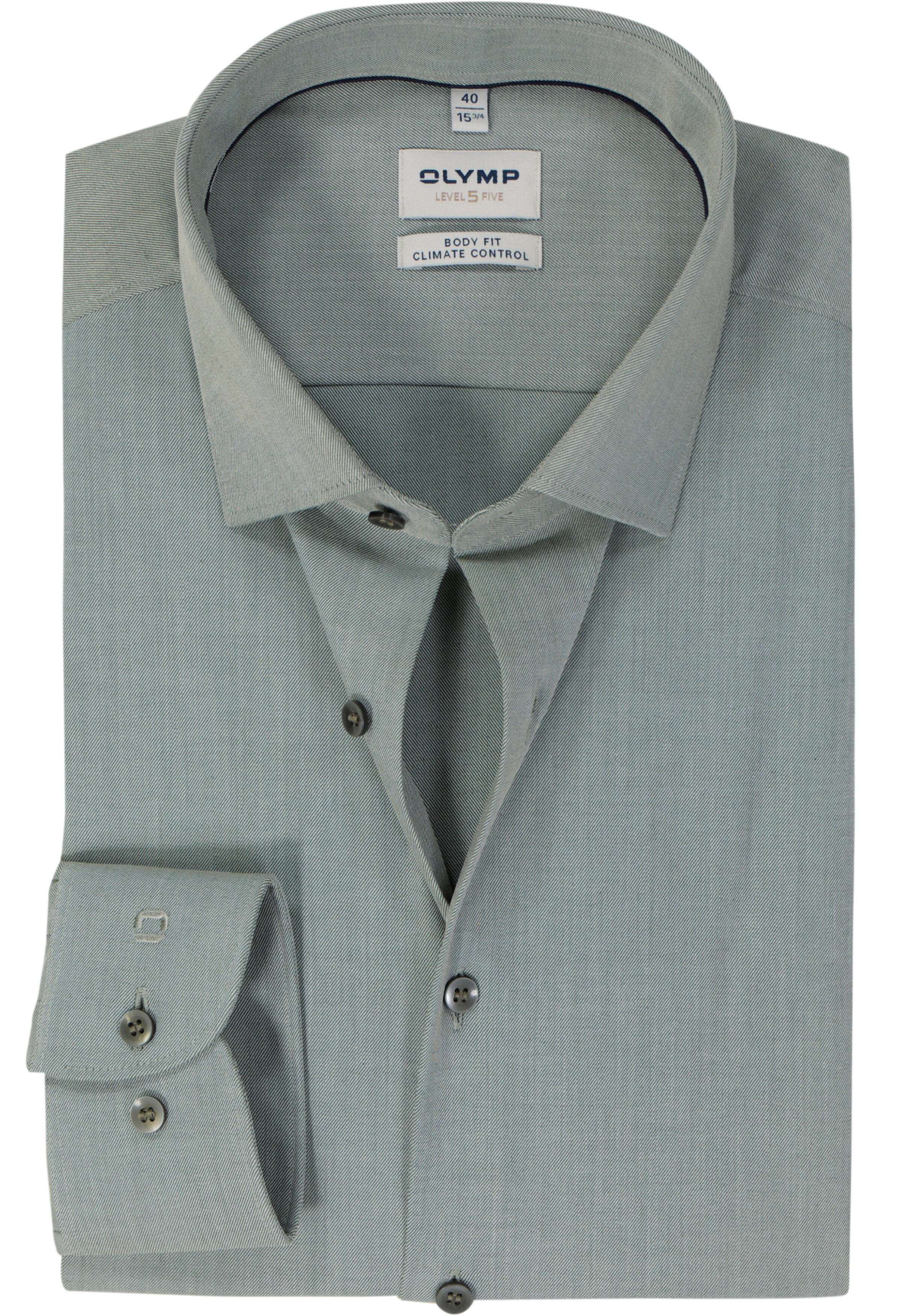 OLYMP 24/7 Level 5 body fit overhemd, twill, groen