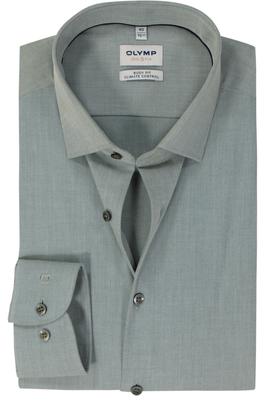 OLYMP 24/7 Level 5 body fit overhemd, twill, groen OLYMP 24/7 Level 5 body fit overhemd, twill, groen