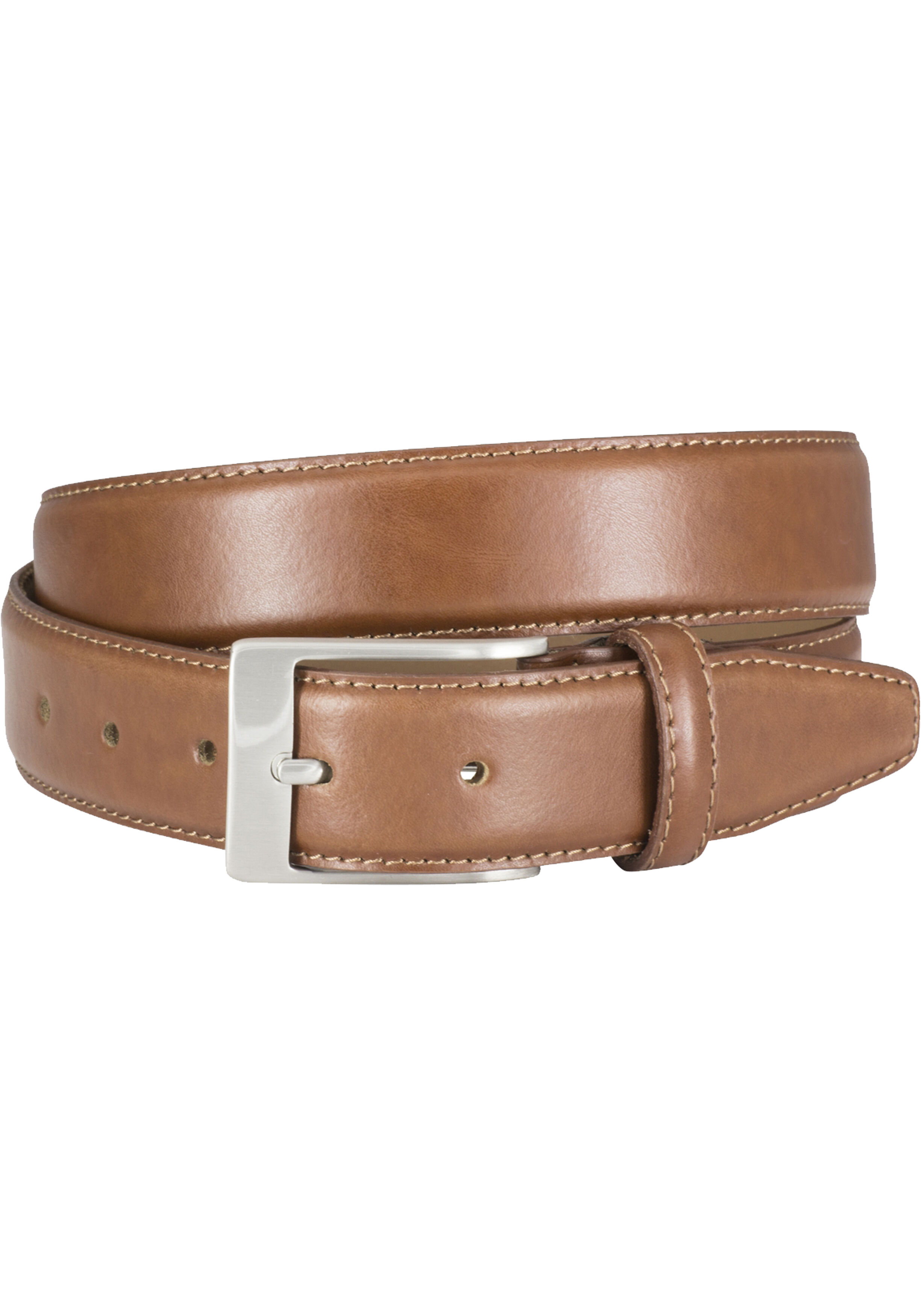 LINDENMANN leren heren riem, cognac