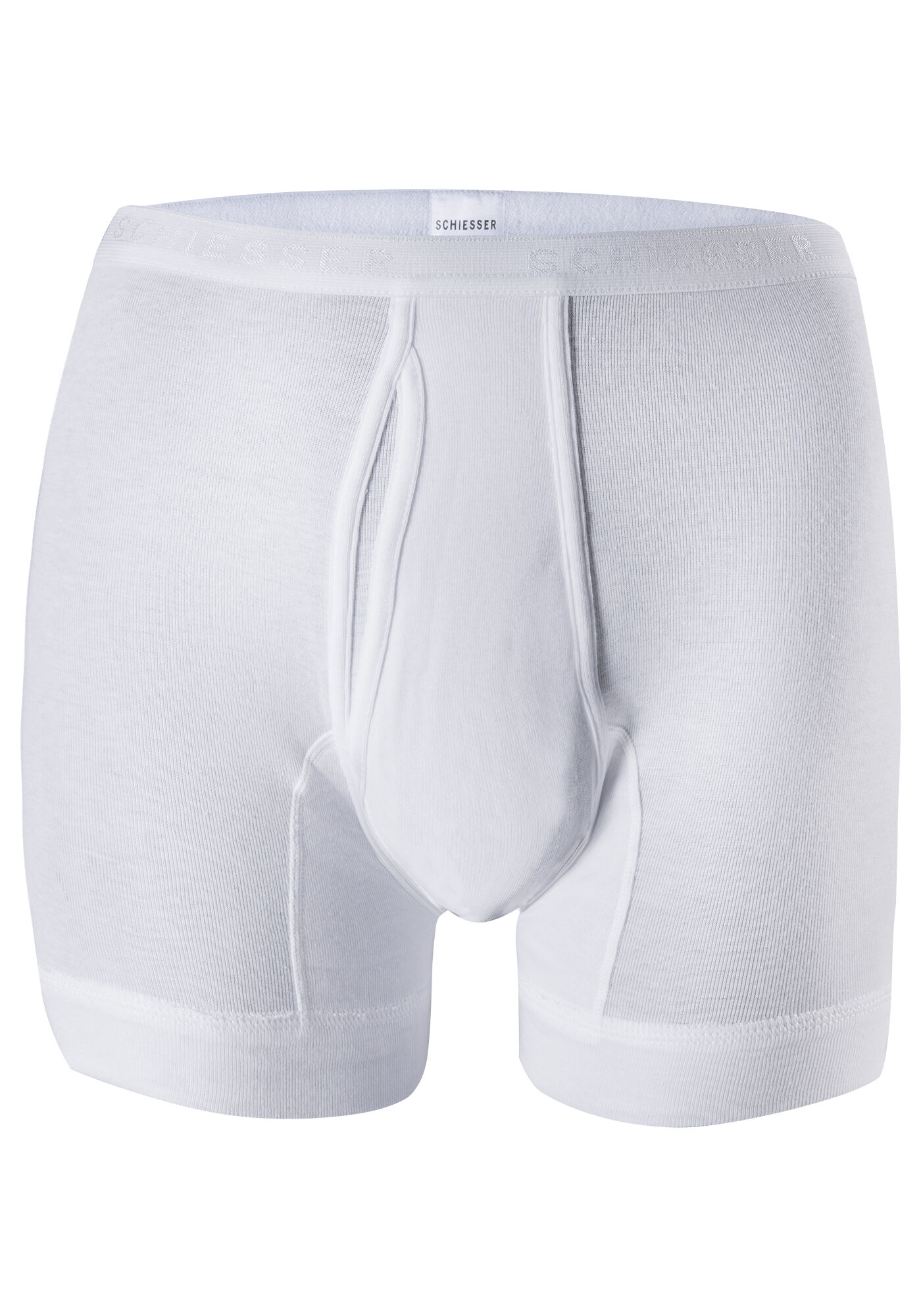SCHIESSER Original Feinripp short (1-pack), met gulp en lange pijpen, wit 