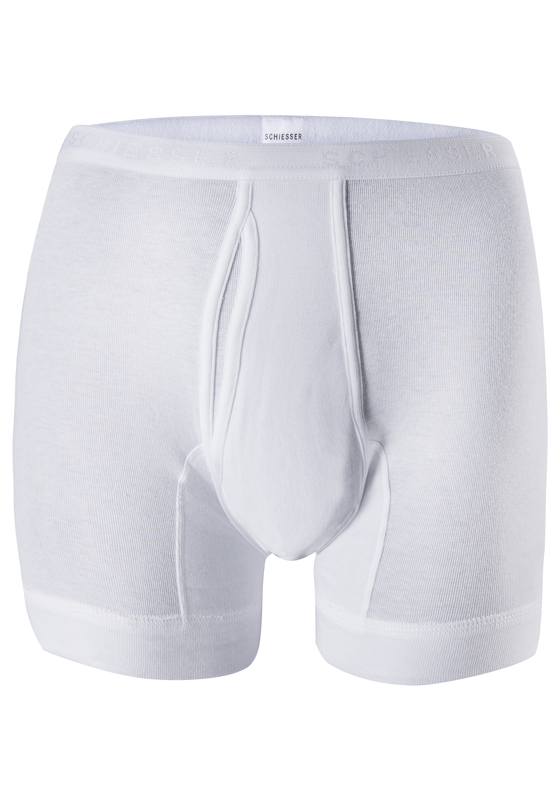 SCHIESSER Original Feinripp short (1-pack), met gulp en lange pijpen, wit  SCHIESSER Original Feinripp short (1-pack), met gulp en lange pijpen, wit