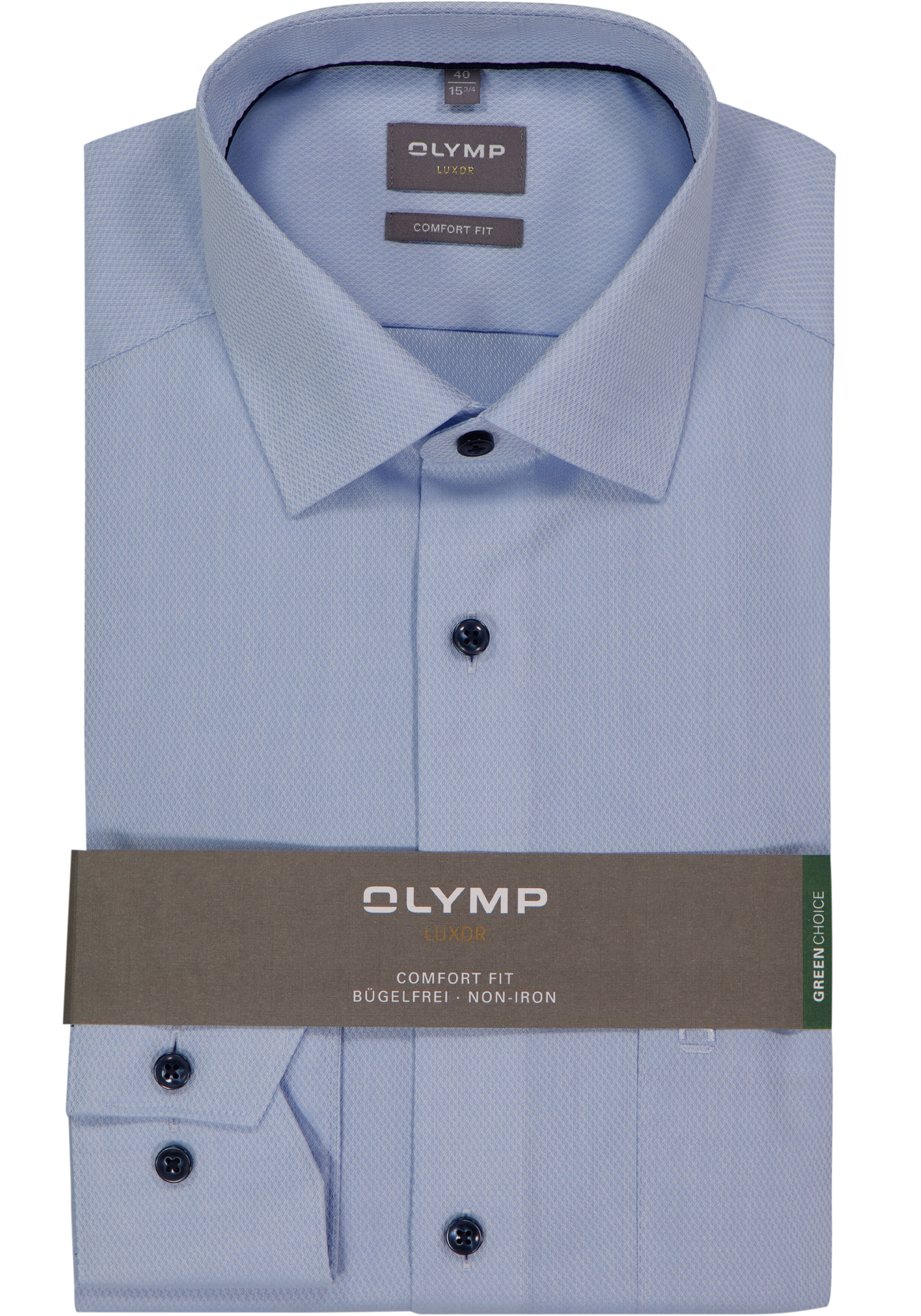 OLYMP Luxor comfort fit overhemd, structuur, lichtblauw