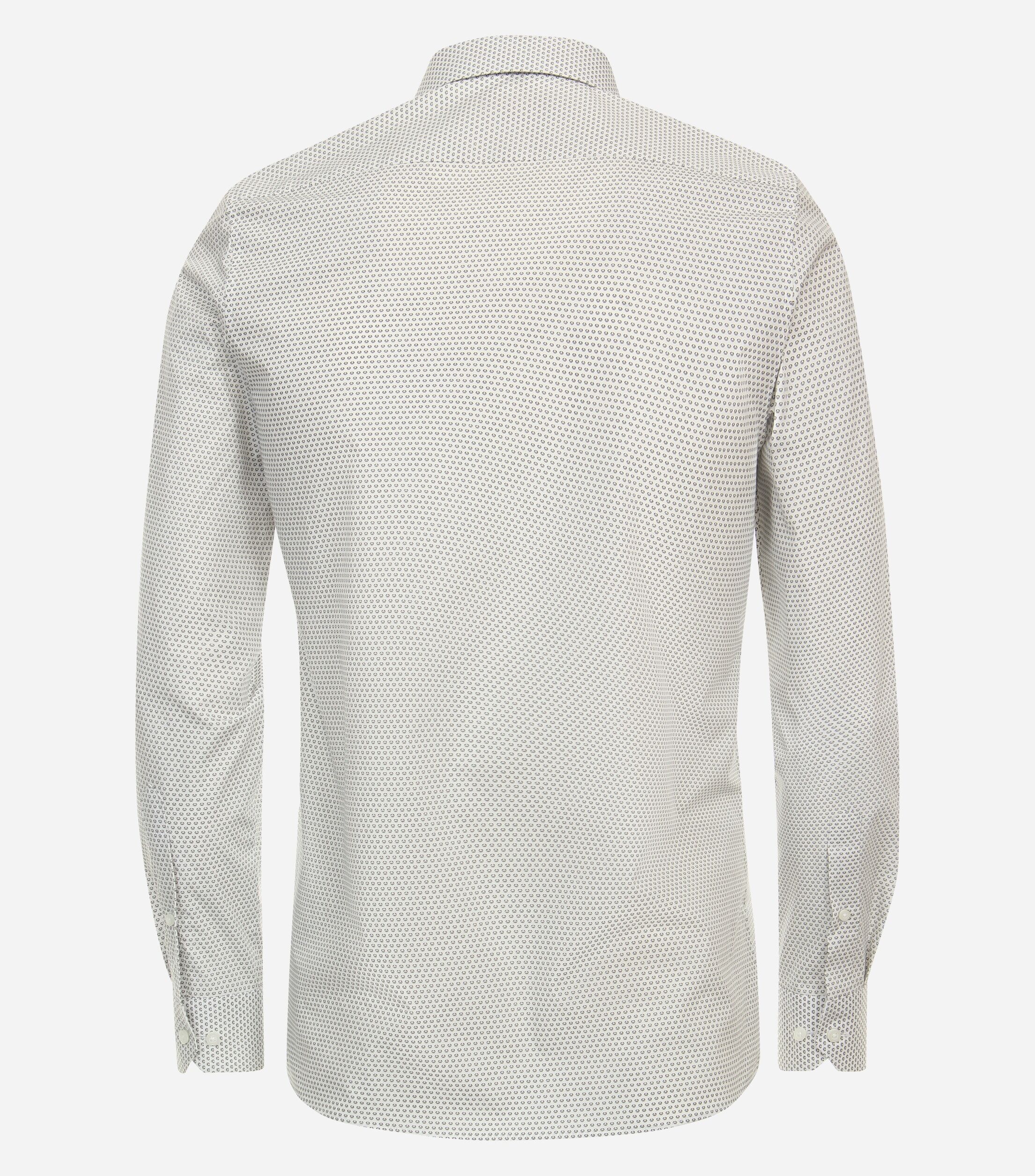 Redmond slim fit overhemd, popeline, wit met grijs dessin