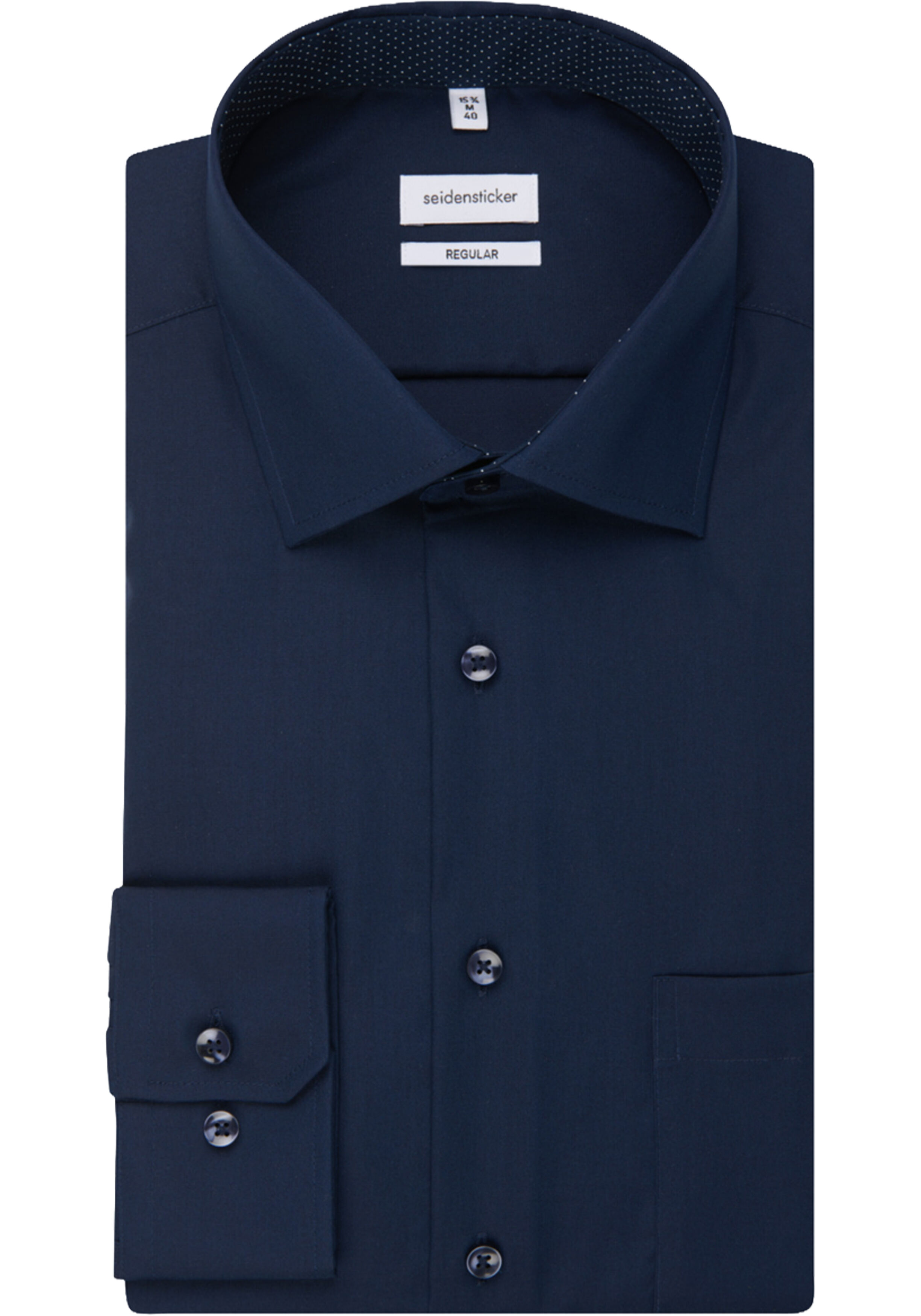 Seidensticker regular fit overhemd, mouwlengte 7, popeline, blauw