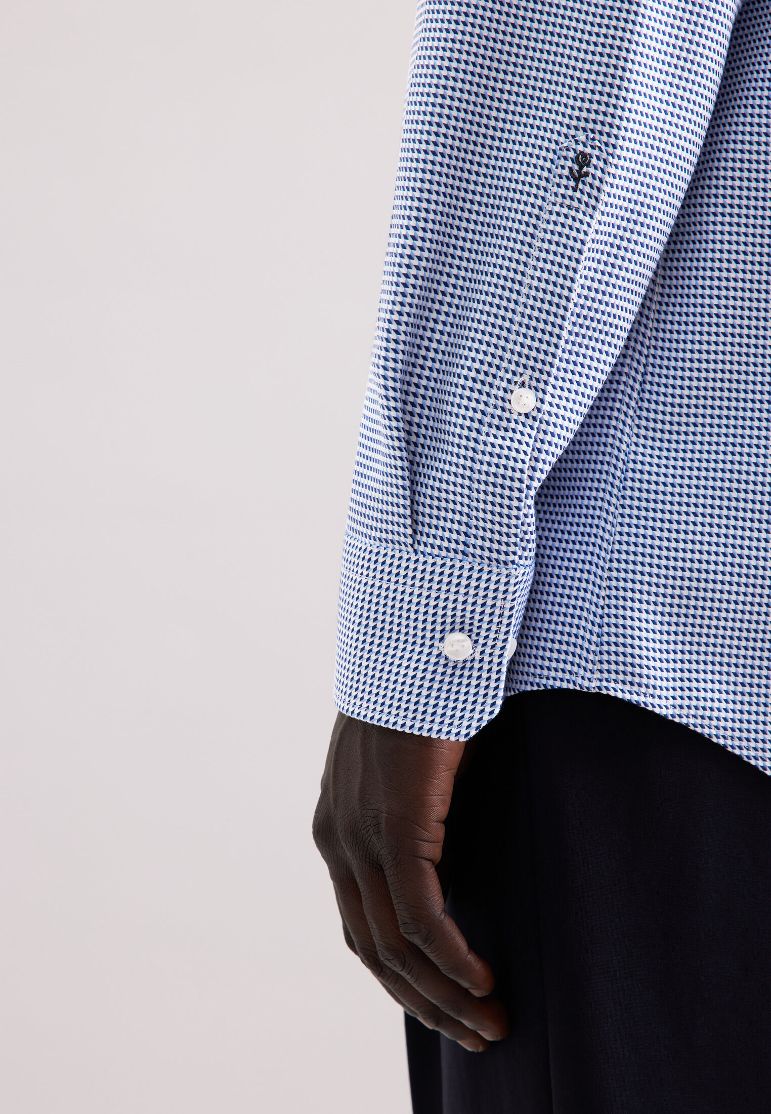 Seidensticker regular fit overhemd, popeline, blauw geruit