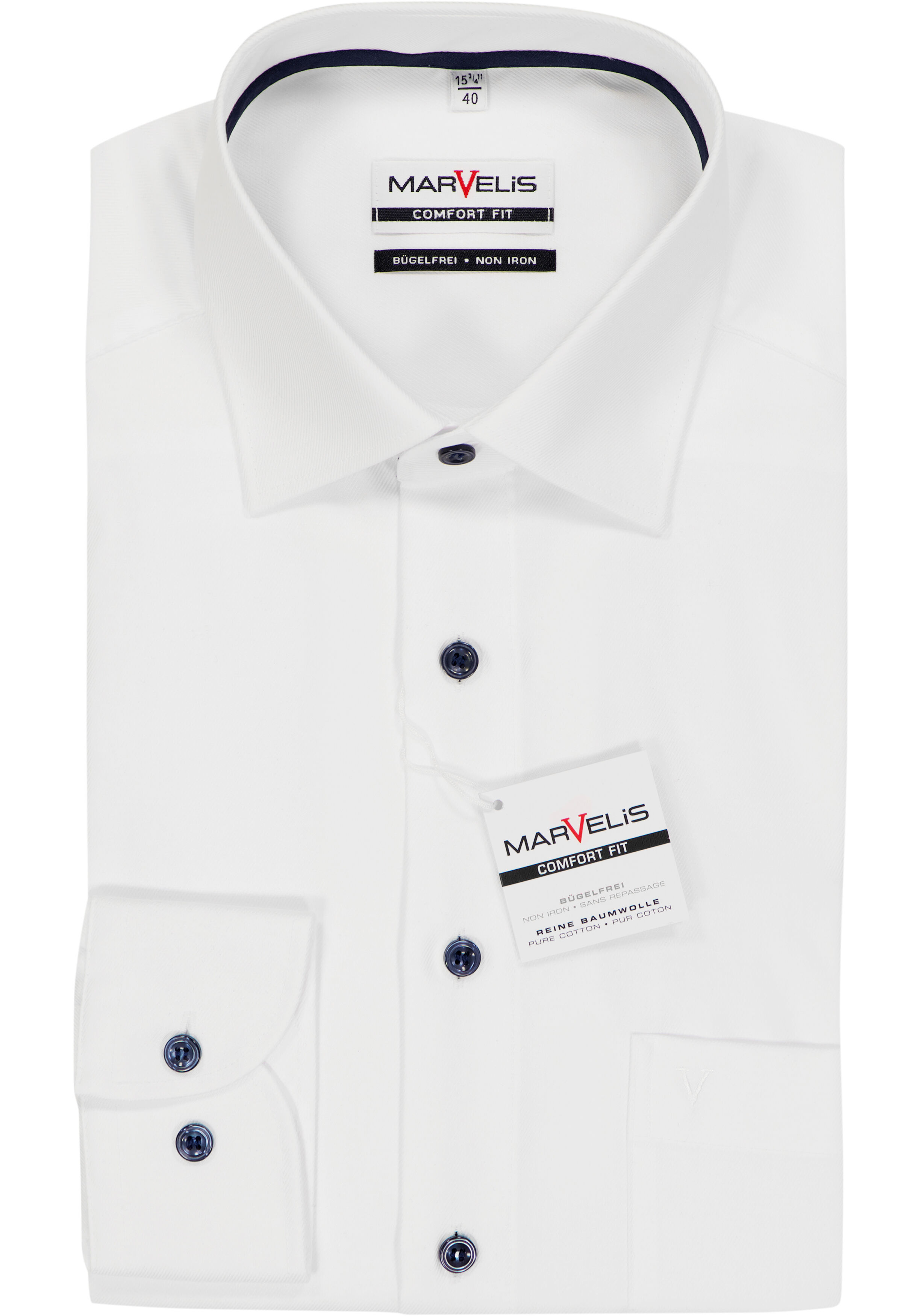 MARVELIS comfort fit overhemd, twill, wit