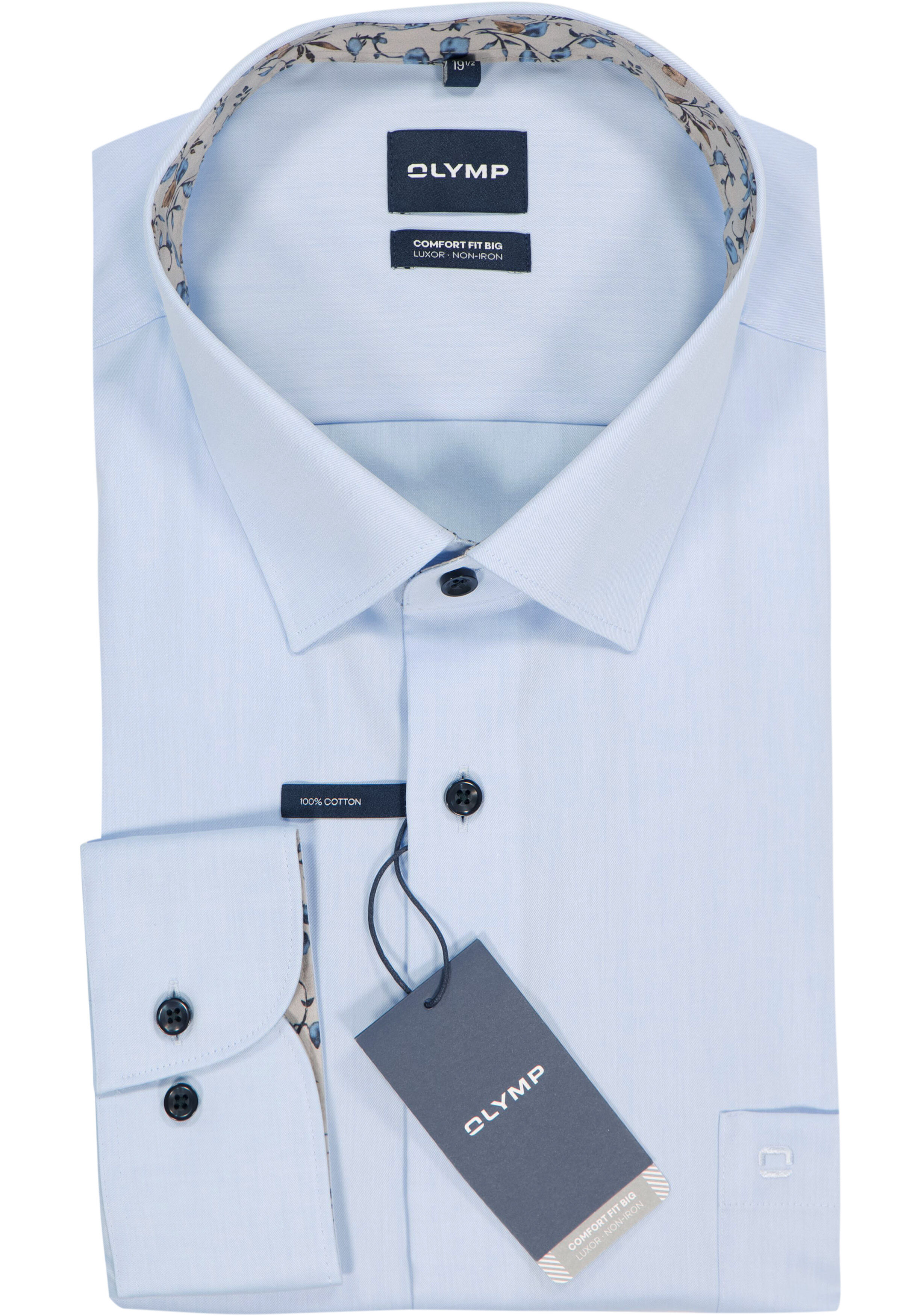 OLYMP Luxor comfort fit Big overhemd, twill, lichtblauw