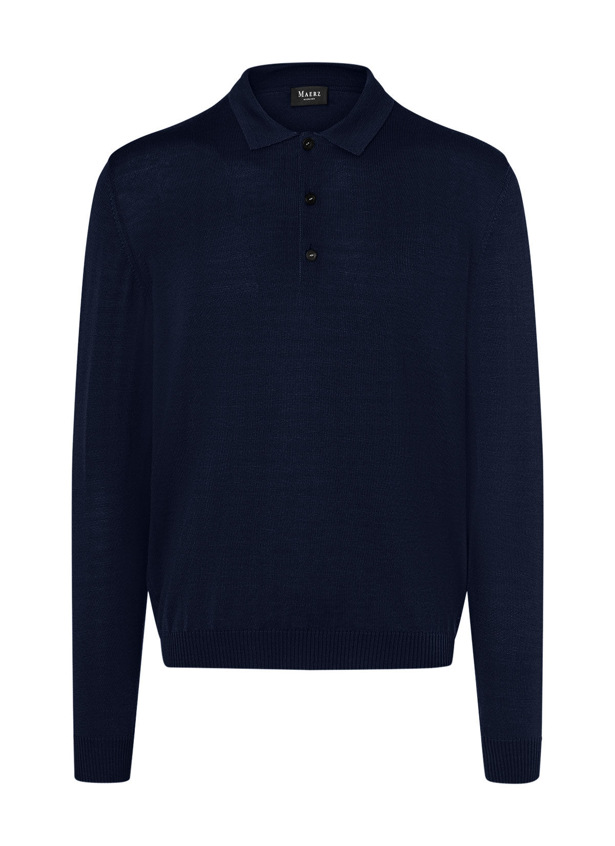 MAERZ Classic Fit heren trui met polokraag wol, navy blauw